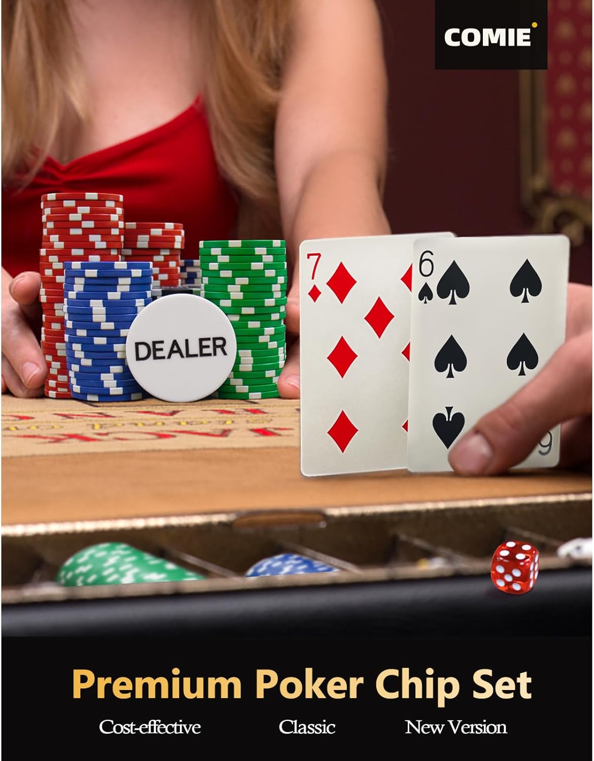 Poker Chips with Numbers,500PCS Poker Chip Set with Aluminum Travel Case,11.5 Gram Poker Set for Texas Holdem Blackjack Gambling.