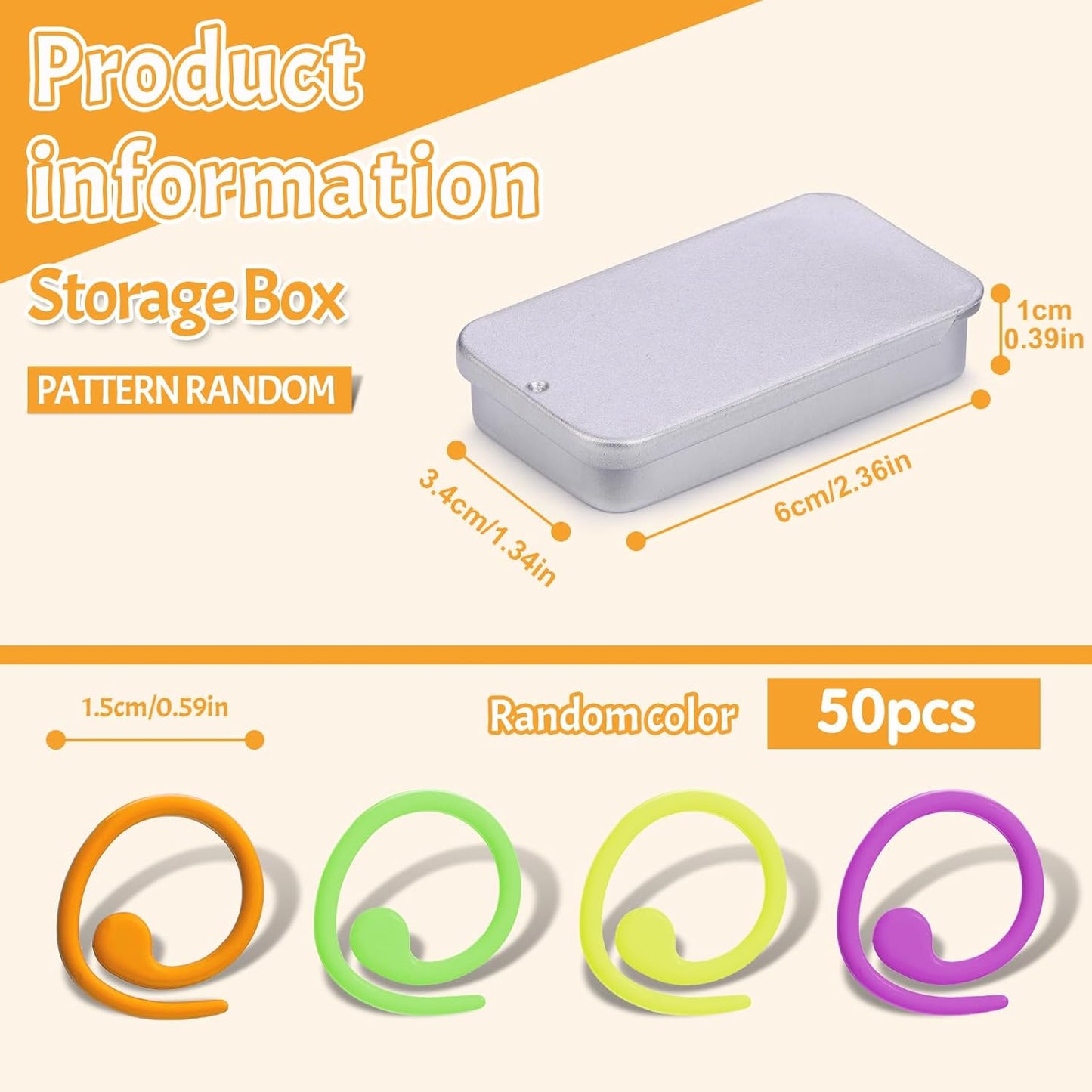 Jmuiiu Metal Stitch Markers, 50Pcs Spiral Metal Colorful Crochet Stitch Markers, Crochet Marker Ring for Knitting Crocheting Clothing Tag DIY Craft Project with Storage Box