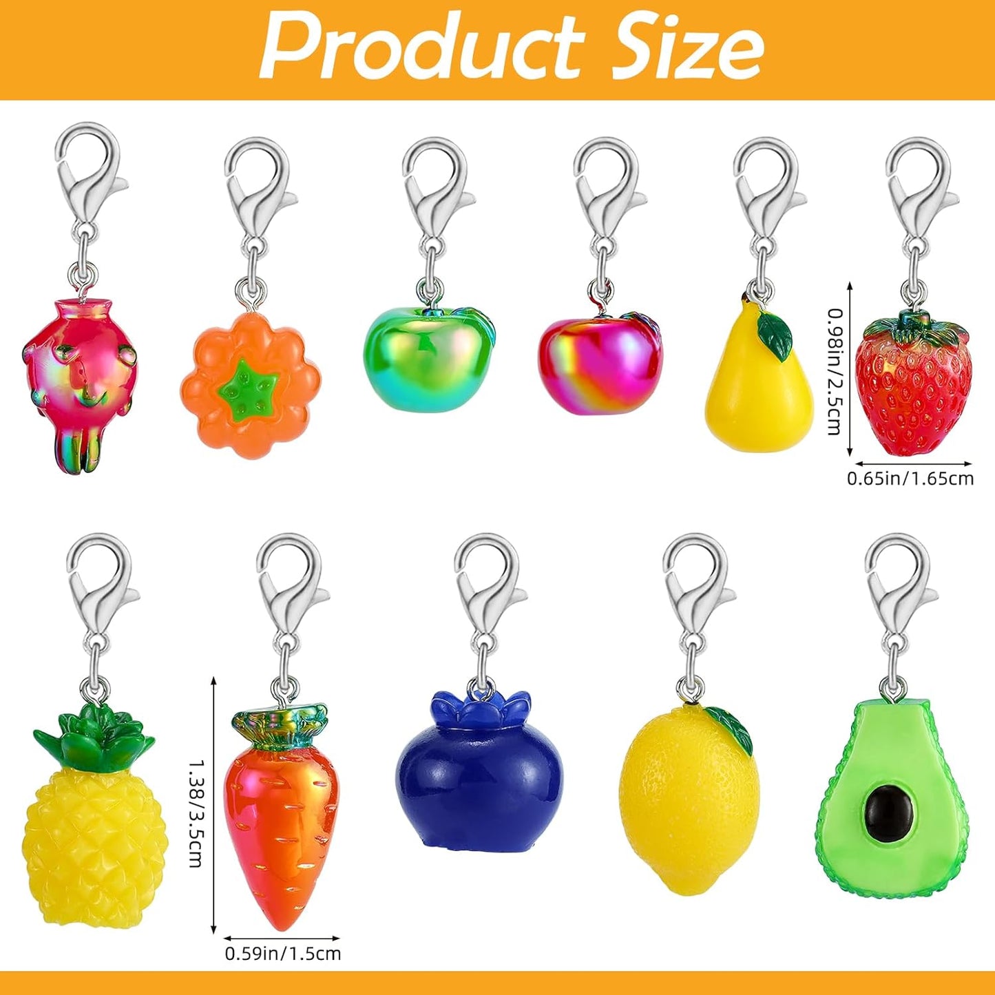 BEEFLYING 11Pcs Fruit Stitch Marker Charms for Crocheting and Knitting,Locking Resin Crochet Knit Stitch Marker Pendant with Lobster Clasp for Knitting Crocheting Accessories