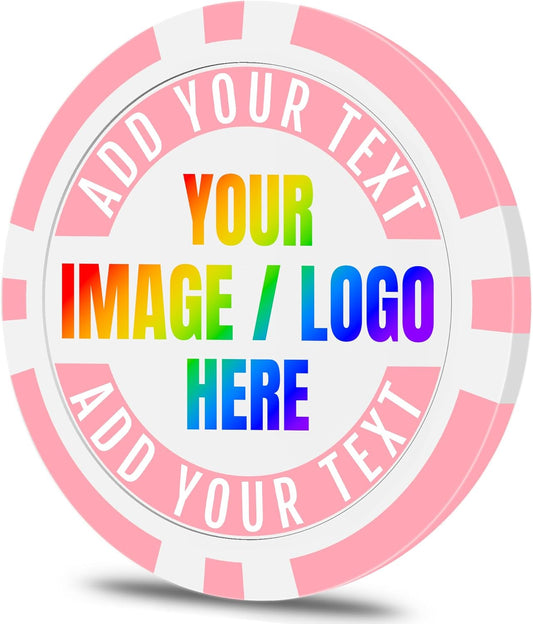 50 Custom Poker Chips, Personalized with Your own Logo, Photo or Text - 11.5g Casino Chips for Poker Gram, Tournaments, Business Card, Token