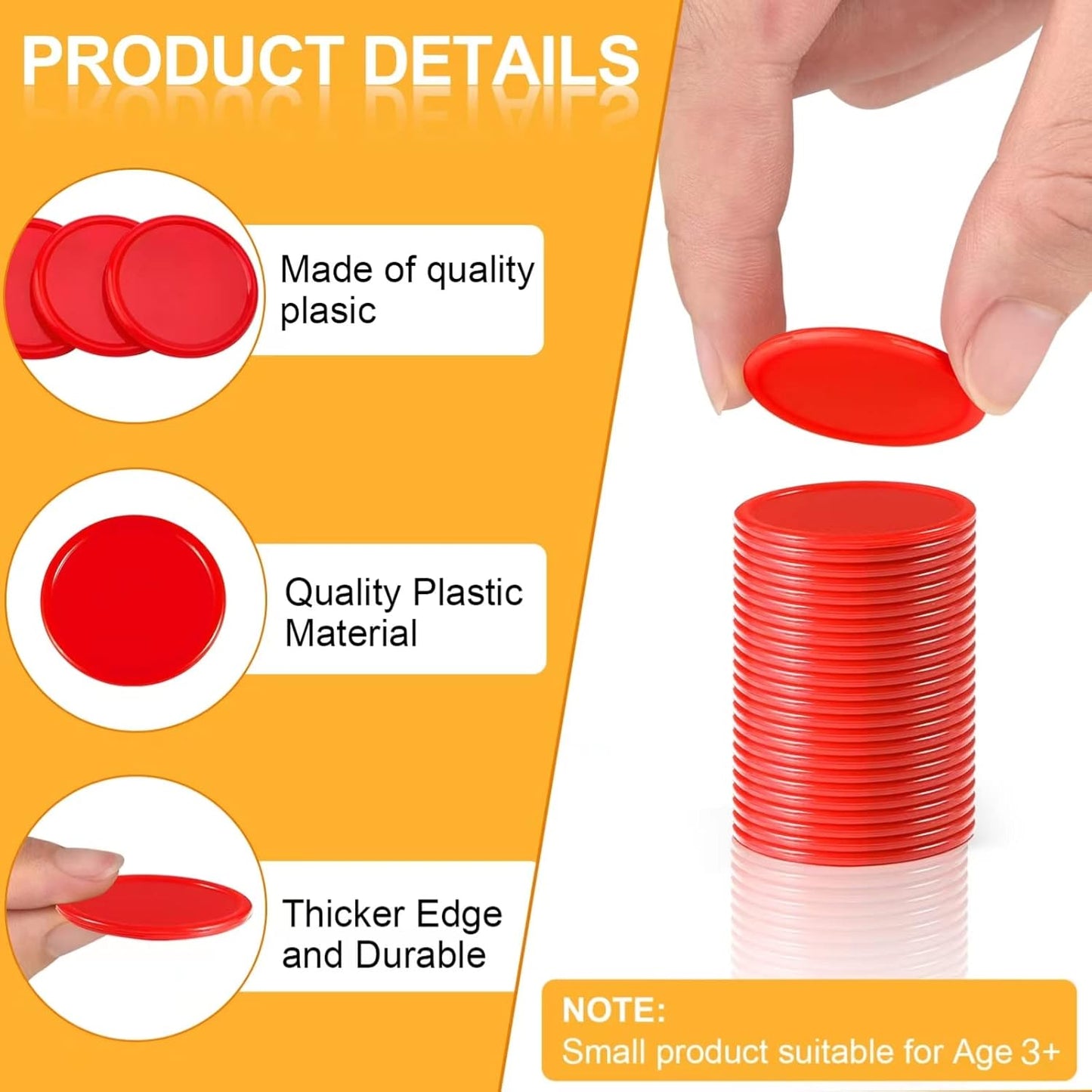 Coopay 1 1/2 Inches Plastic Poker Chips Learning Counters Disks Bingo Chip Counting Discs Markers for Math Practice and Poker Card Game Tokens, Teaching Rewards, 200 Pieces (Red, Green, White, Black)