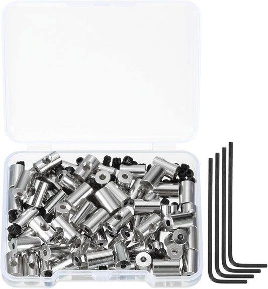 MECCANIXITY 70 Pcs Metal Locking Pin Backs, Locking Pin Keepers Clasp 9mm(H) with 4 Wrench Replacement in Storage Case for Badge, Brooch, Silver Tone