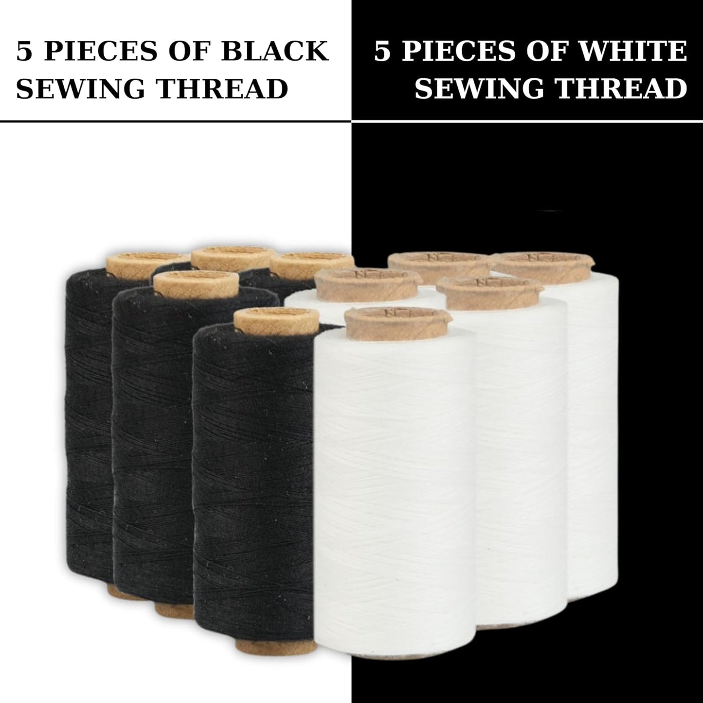 2 Colors Serger Sewing Thread - 10 Cones Threads of 500 Yards Each Spool | Sewing Clips Quilting Materials Sewing Machines for Beginners and Heavy-Duty Sewing Machine Threads | Lace Yarn, Ribbon Yarn