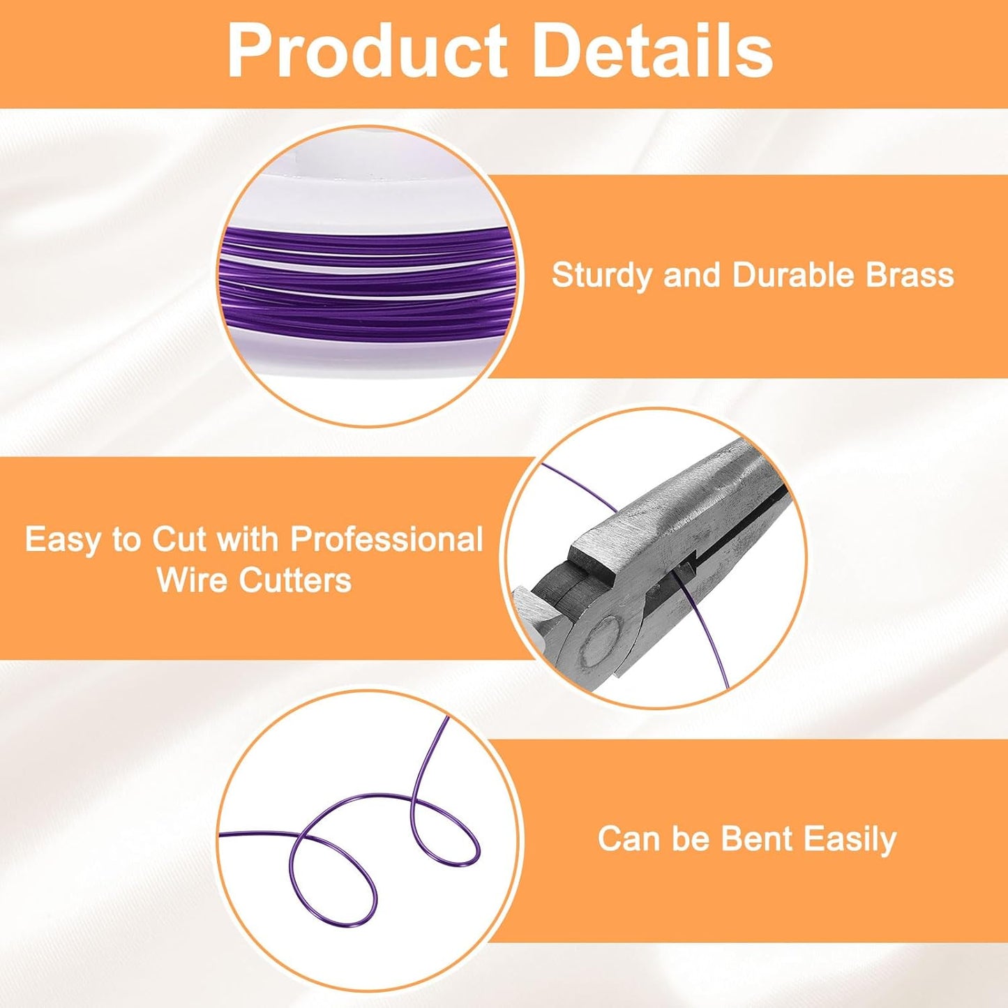 HARFINGTON 8ft Jewelry Wire, 20 Gauge (0.8mm) Brass Craft Soft Metal Tarnish Resistant Copper Beading Wire for Jewelry Making Supplies Crafting, Purple