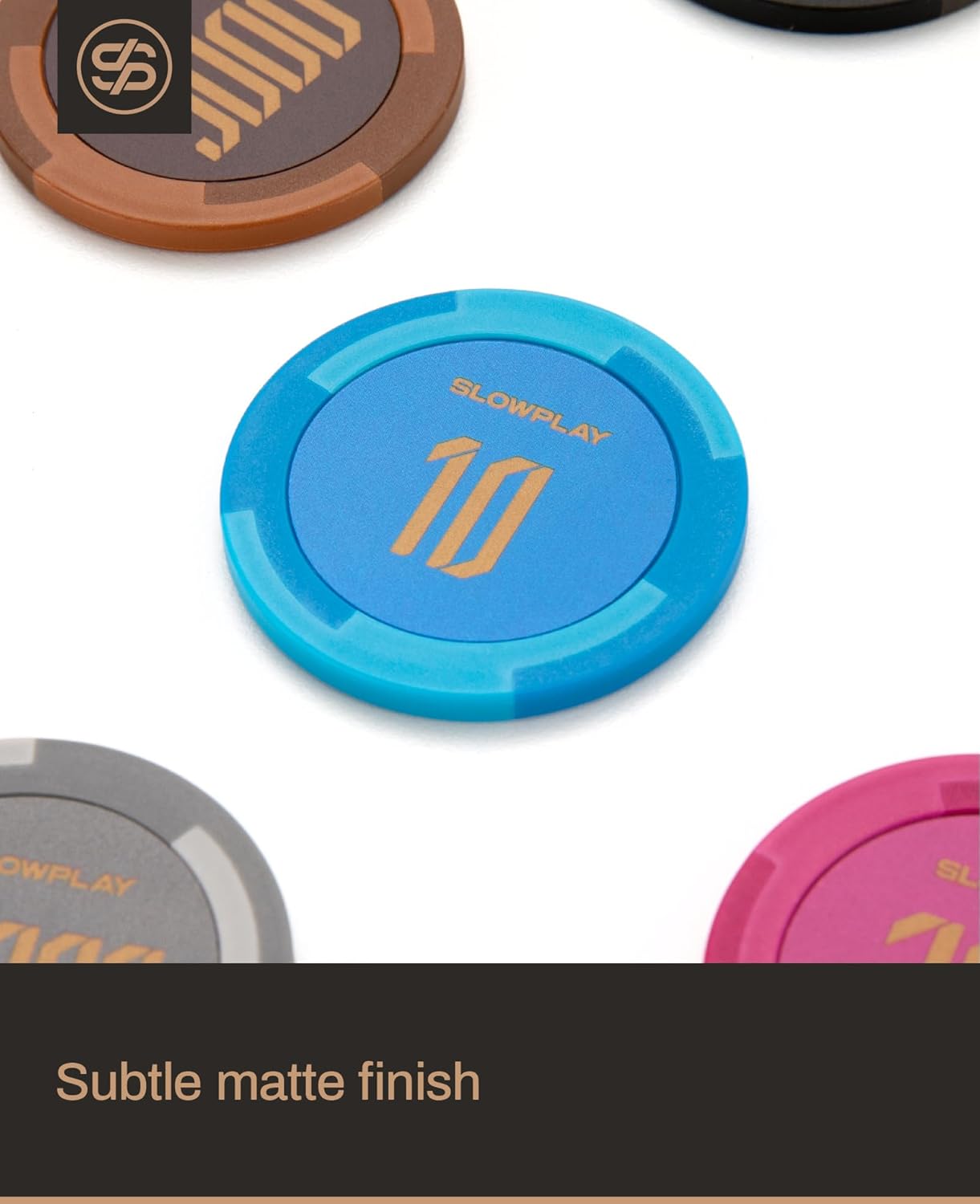 SLOWPLAY Godel Clay Poker Chips, 14 Grams Heavyweight Clay Composite, 40mm Large Chips in Bulk, Pack of 50 with Denomination of 50