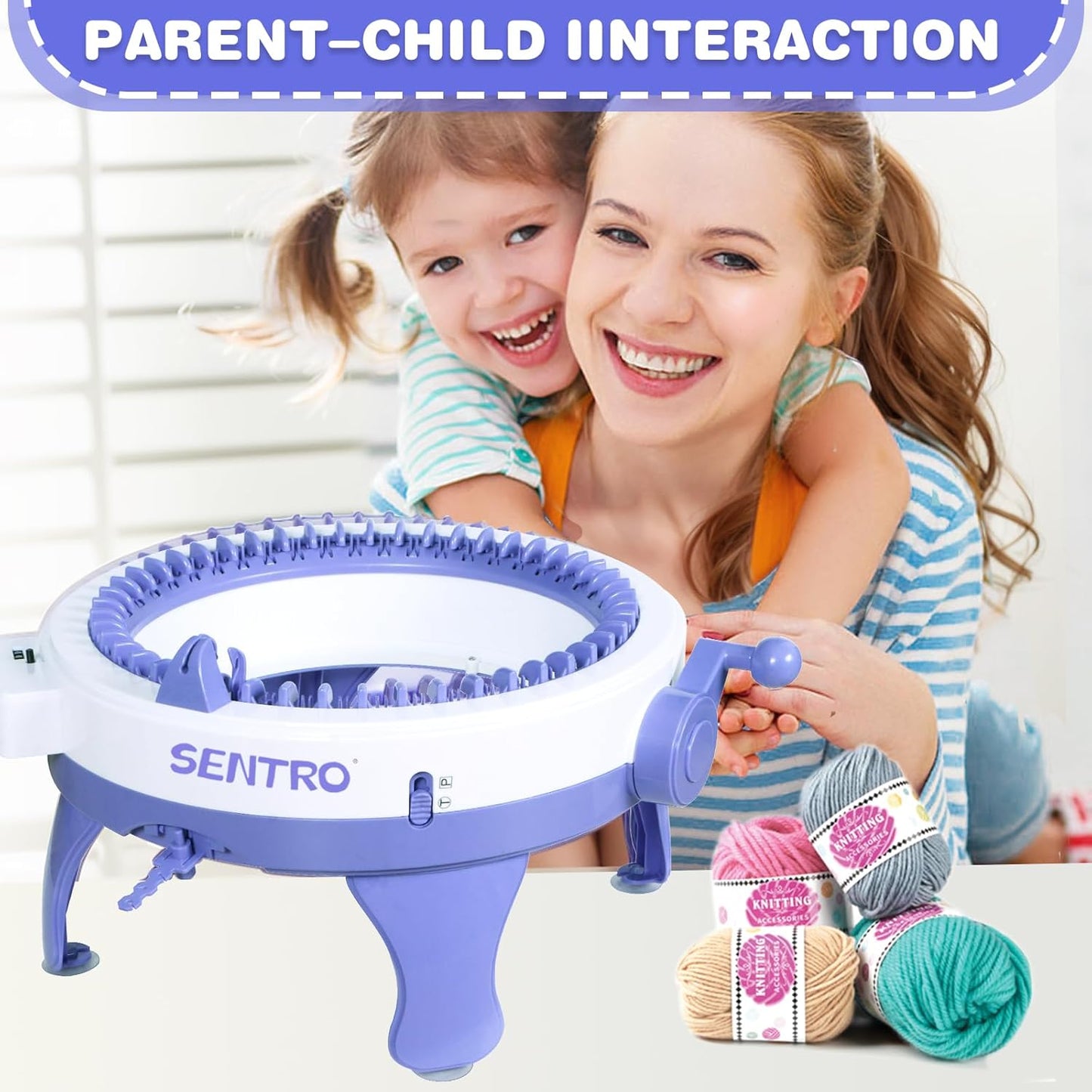 SENTRO Knitting Machines 48 Needles,Smart Knitting Crochet Machine, Knitting Crochet Machine with Row Counter,Weaving Loom Machine Kit for Adults,DIY Board Rotating Double Knit Kit