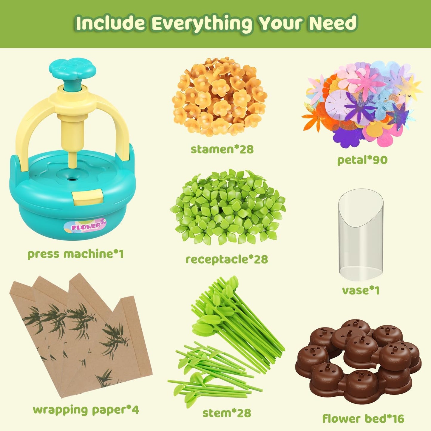 TingingYuli Arts and Crafts Kit for Kids Ages 4-8,Flower Bouquet Toys,DIY Flower Market Toys,Build Your Bouquet,Educational Christmas Birthday Gifts for 3 4 5 6 7 8 9 Year Old Girls-Blue