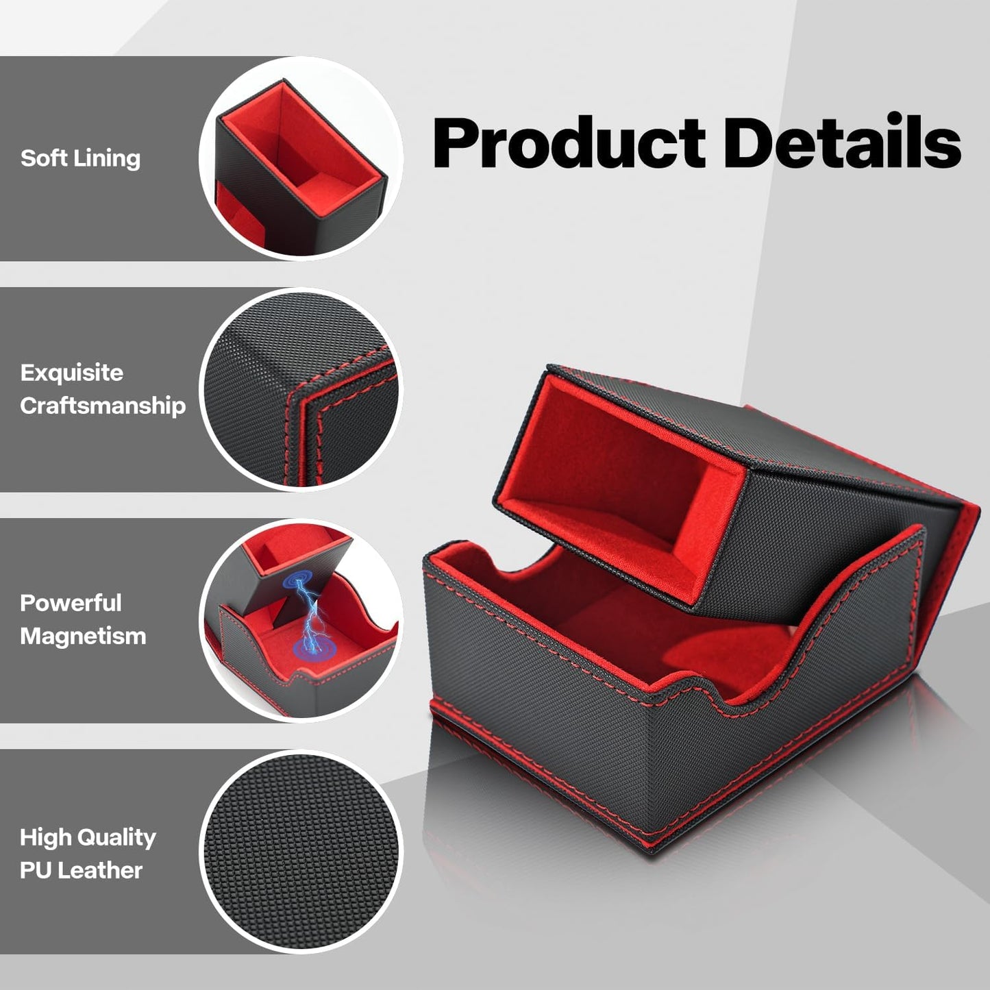 Dice Roller Tower, Premium DND Magnetic Dice Tray, Foldable PU Leather Dice Tower RPG Gifts for Dungeons and Dragons MTG Dm & Player Black/Red