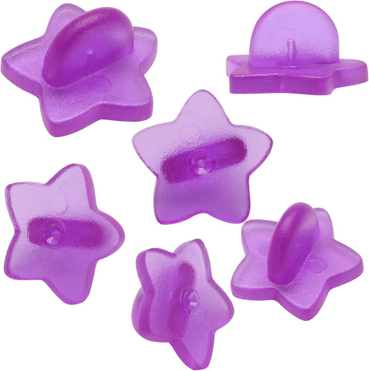 100 Pack Star Shape Rubber Pin Backs, Lapel Pin Backing Locking Pin Keepers, Brooch Holder for Uniform Badge Hat Tie（Purple）