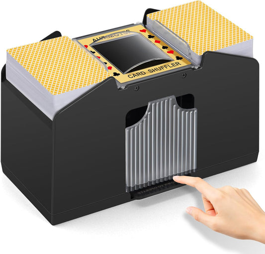 Automatic Card Shuffler 1/2/4/6 Decks,Battery Operated Electric Playing Card Shuffler for UNO,Casino Card Game,Poker,Phase 10,Blackjack,Texas Hold'em,Home Card Games