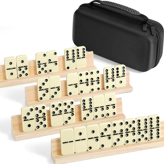 BATURU Double 6 Dominos Set for Adults with 28 Tiles, Durable Dominoes Game Set with 4 Racks and Carry Case, Fun Dominos for Kids, Family Games Night, Travel Games