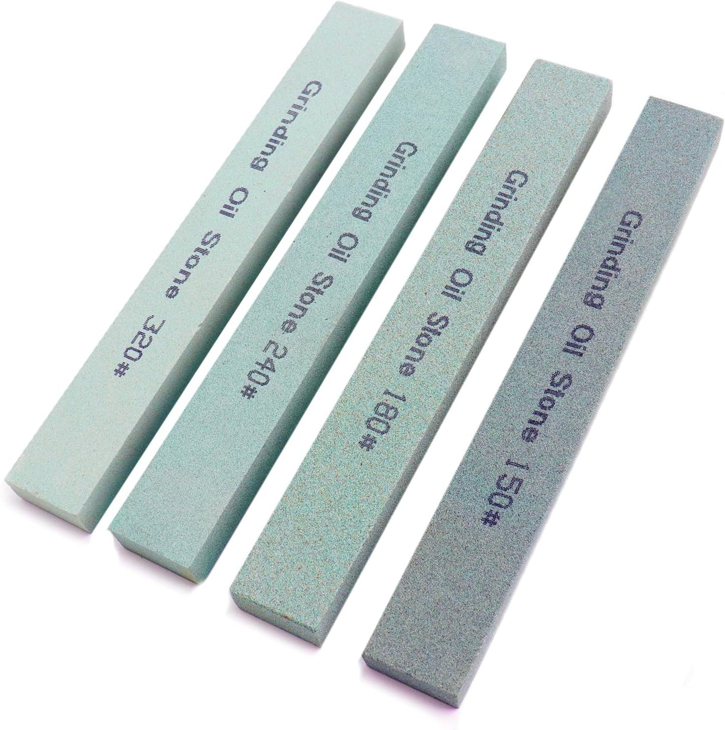 4Pcs Square Sharpening Stone Set -Grits 150#, 180#, 240#, 320# Green Silicon Carbide Honing Whetstone Kit for Moldels, Metal & Knife Cutting Tools (150 * 20 * 10mm)