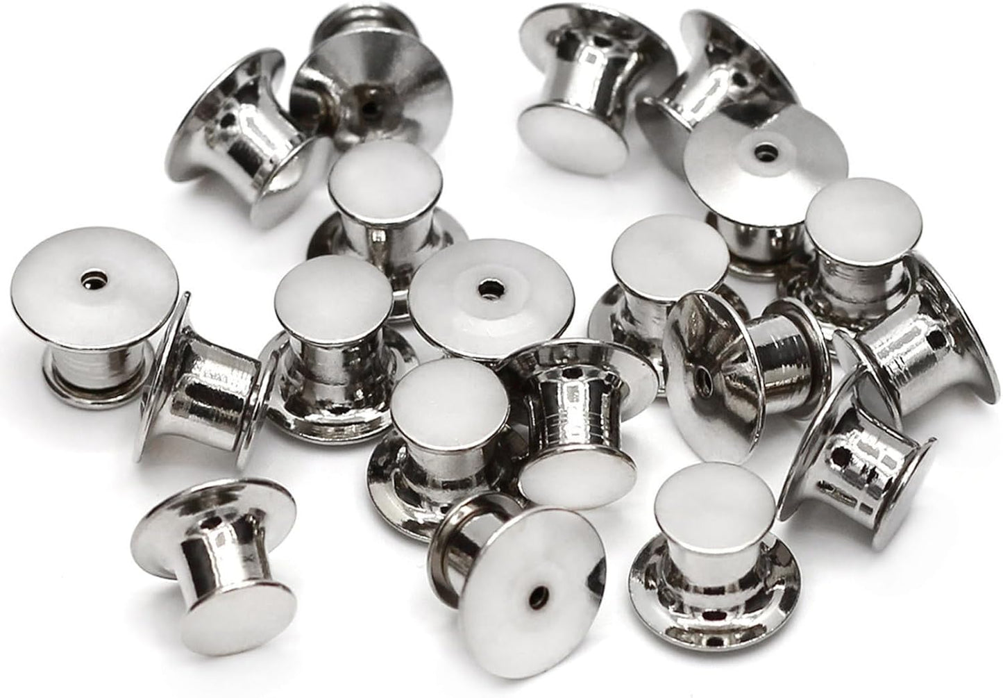 30 Pieces Pin Backs Locking, Metal Pin Backings Pin Keepers Clasp for Brooches, Silver