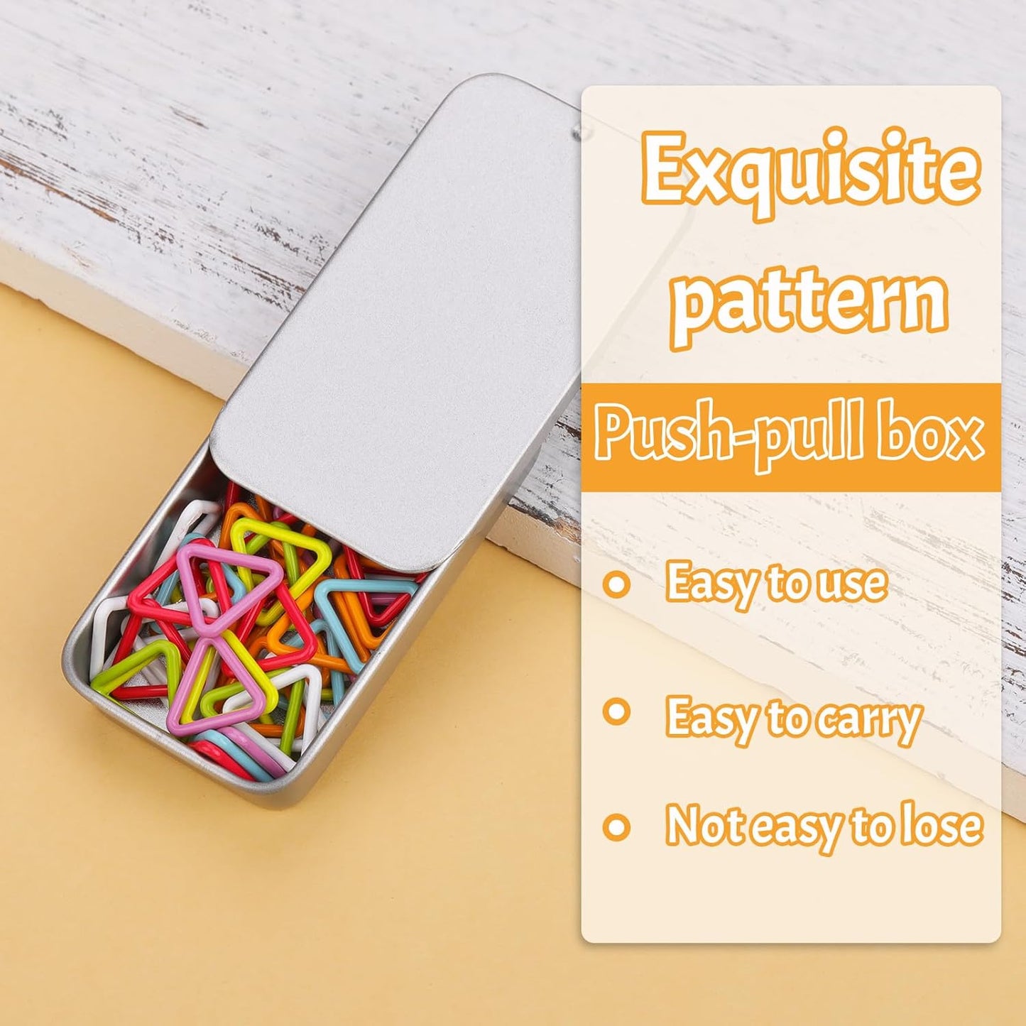 Jmuiiu Triangle Metal Stitch Markers, 50Pcs Metal Colorful Crochet Stitch Markers for Knitting Crocheting Clothing Tag Diy Craft Project with Storage Box