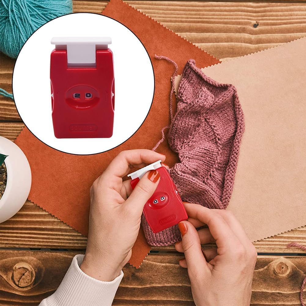 RUIAN Knitting Counter Stitch Needle Marking Tool Mini Crochet Stitch Counter Knitting Stitch Counter Plastic Knit Stitch Counter (Red)