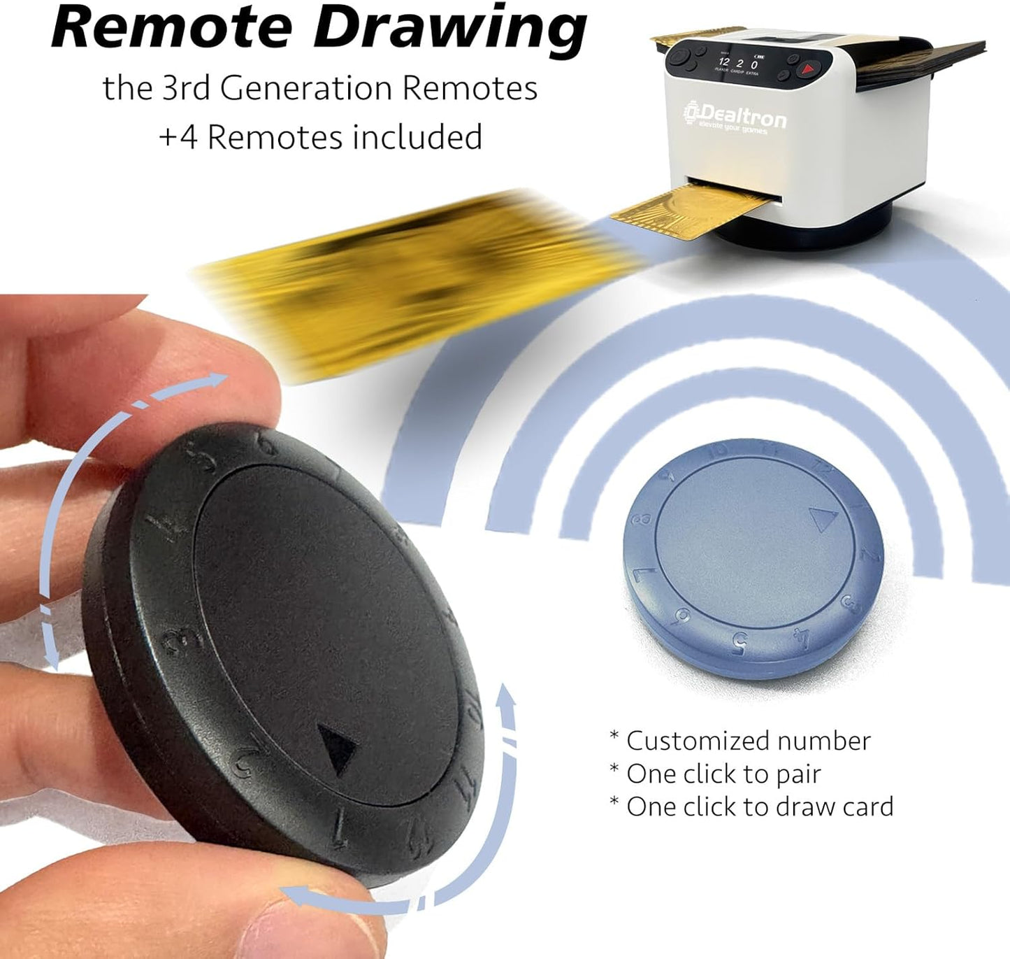 All-in-One Automatic Card Shuffler and Dealer,with 4 Remotes,Programmable Dealer,Card Shuffler 2 Deck,360° Rotation,Ultra Quiet,Rechargeable,up to 12 Players,for All Card Games (Pearl White)