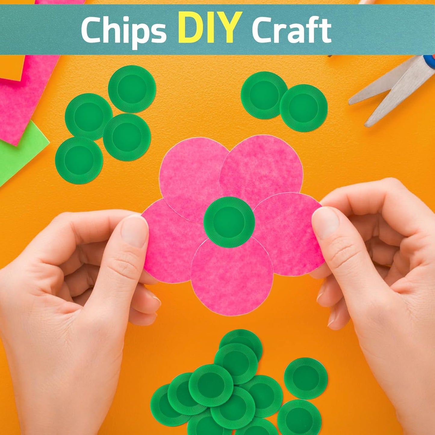 Coopay 1000 Pieces Plastic Poker Chips, Bingo Chips Bulk Learning Counters Disks Poker Card Game, Counting Markers for Math Practice, Game Tokens and Teaching Rewards, 25 mm/ 1 Inch (Green)