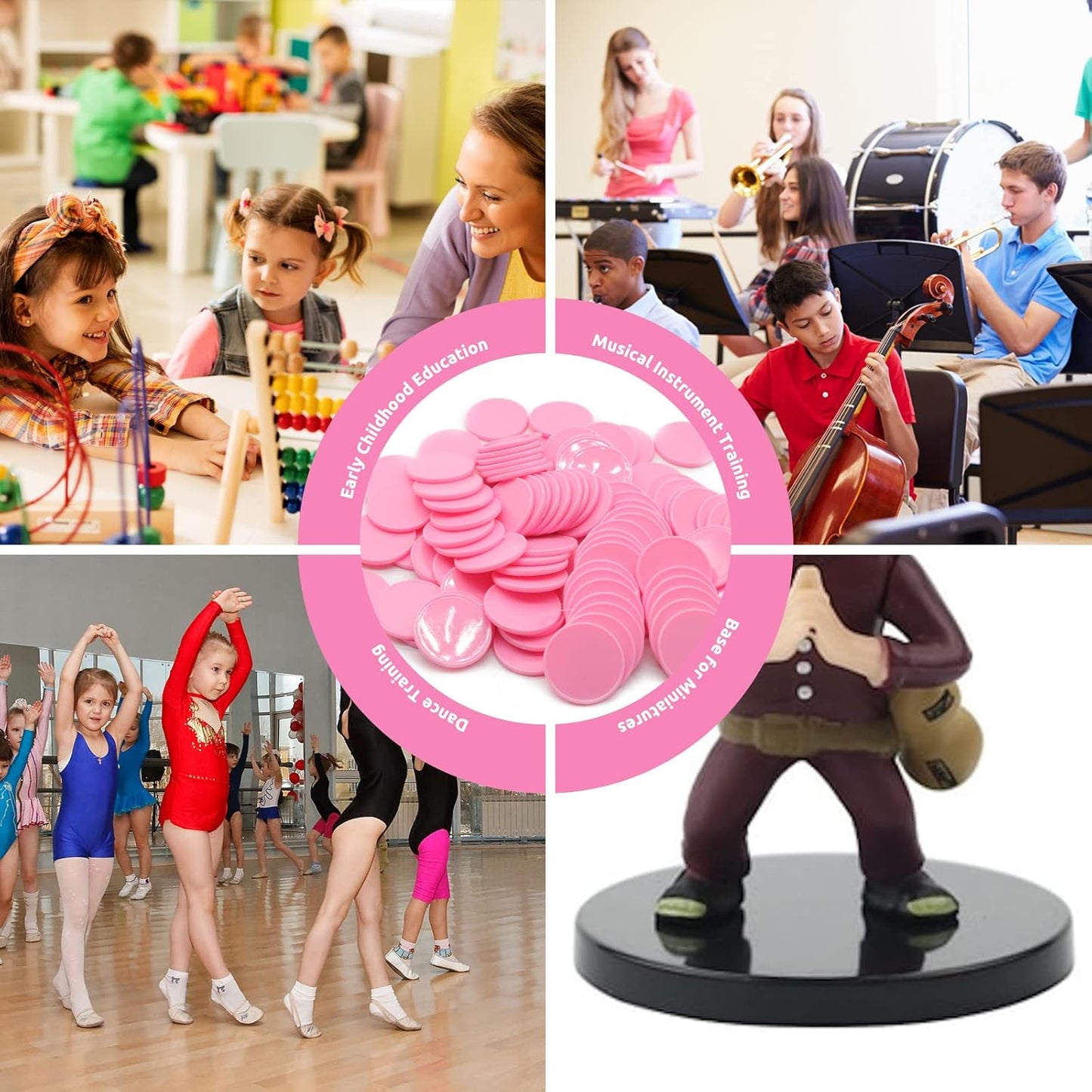 Set of 100 Opaque Plastic Learning Counters Mini Poker Chips Game Tokens with Storage Box (Pink, 1.58 Inch)