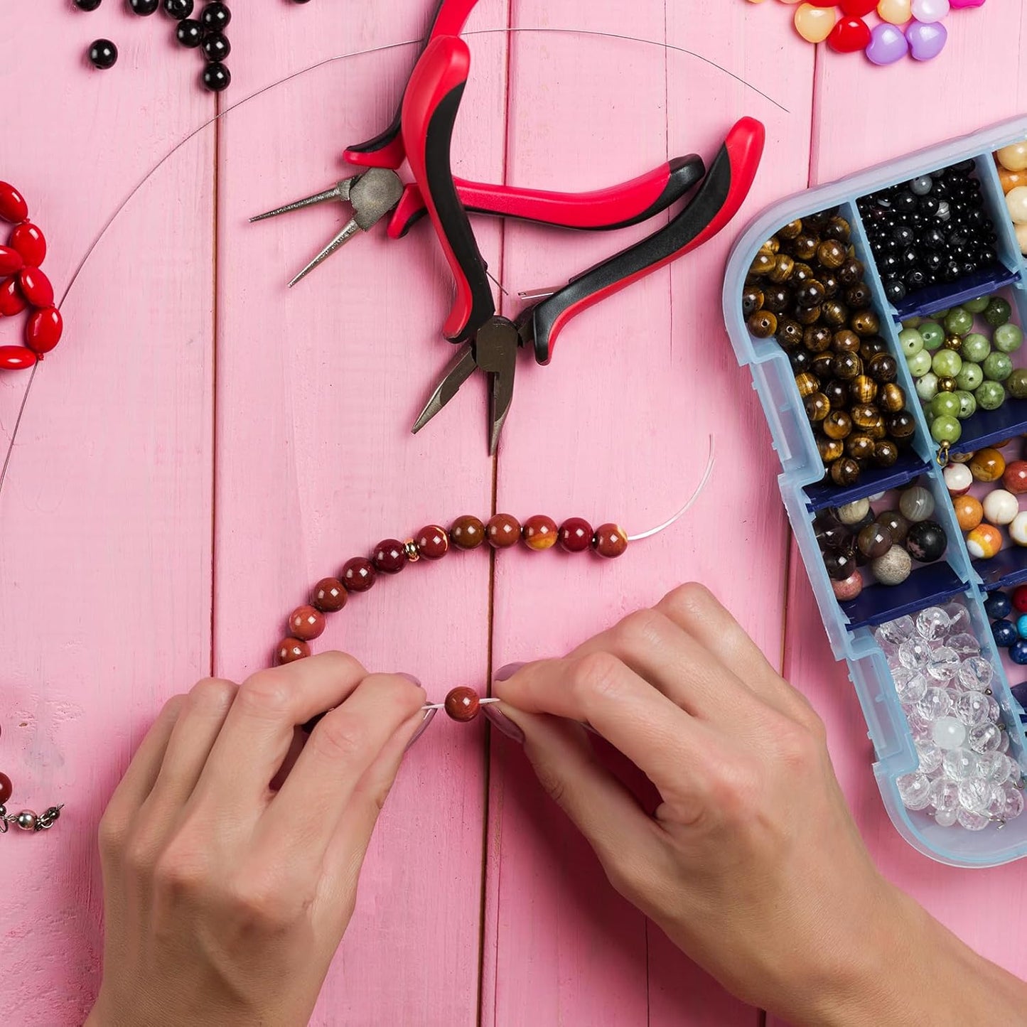 HARFINGTON 82ft Jewelry Wire, 32 Gauge (0.2mm) Brass Craft Soft Metal Tarnish Resistant Copper Beading Wire for Jewelry Making Supplies Crafting, Rose Red