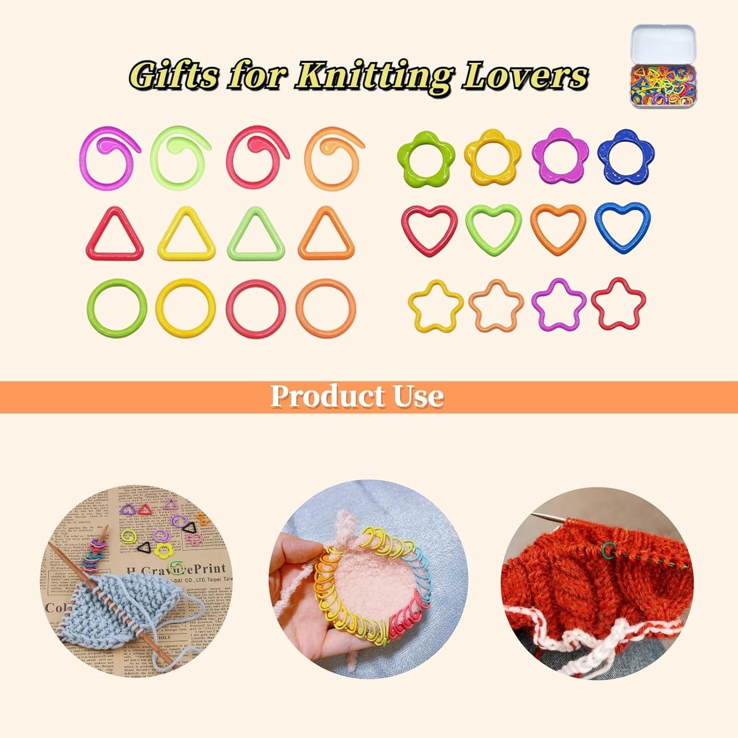 Metal Stitch Markers,Colorful Crochet Stitch Markers,Knitting Stitch Markers with Storage Case,Crochet Gift for Knitting Weaving Lovers (Star)