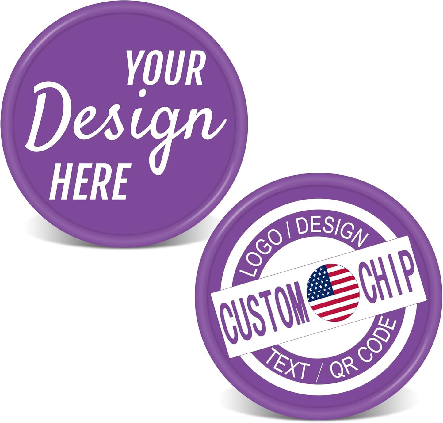 500 Personalized Plastic Chips, Custom Poker Chip, Print Your Logo Image or Text, Good for Golf Ball Markers, Challenge Coins, Business Cards, Drink Tokens