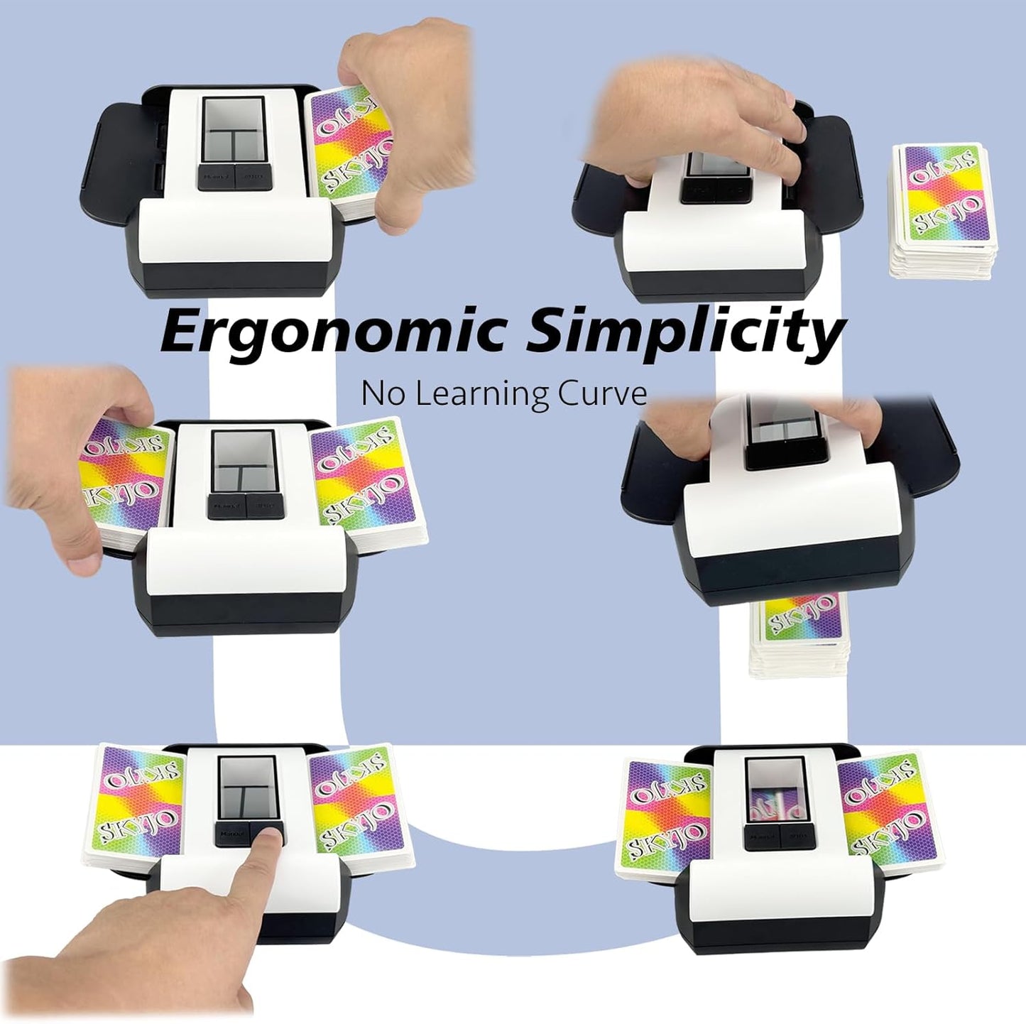 Automatic Card Shuffler,One-Press Auto & Manual Modes,Electric Shuffling for 1-2 Decks,Low Noise,Rechargeable & Portable,Ideal for Poker,UNO,Blackjack,Skip Bo,Phase 10,Crazy 8 (Black)