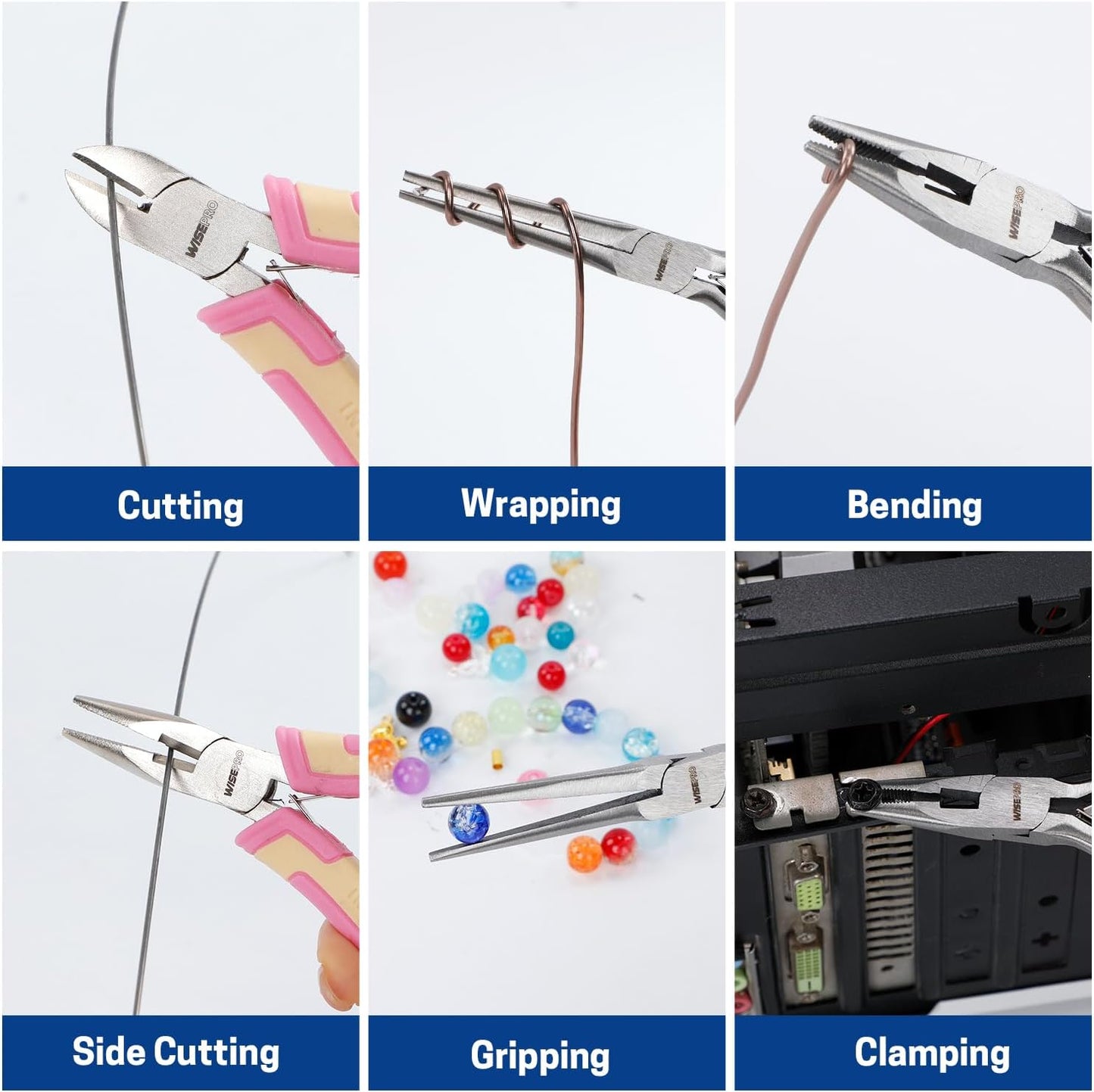 3 PCS Mini Pliers Set, Pink Jewelry Pliers Kit with Needle Nose, Diagonal and Long Nose, Small Plier Tool for Jewelry Making, DIY Crafts, Beading and Electronic Repair