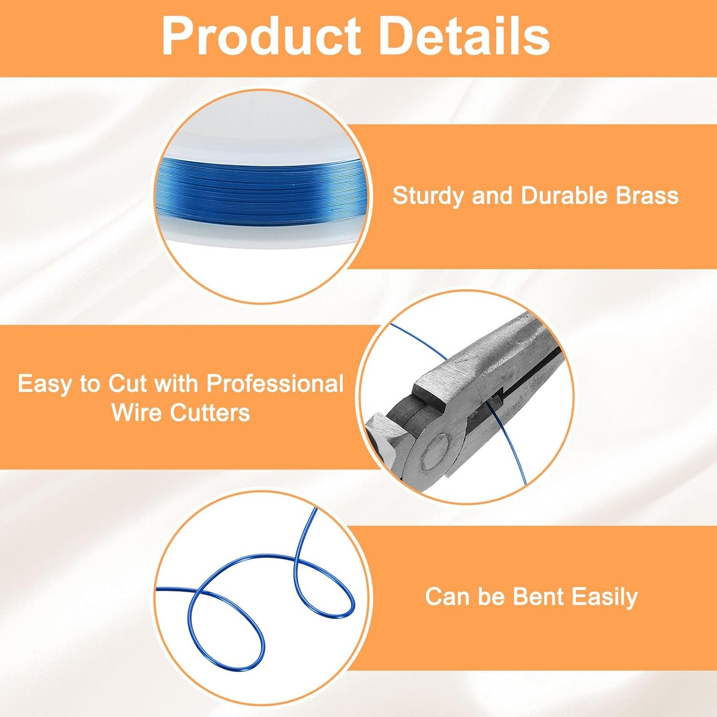 HARFINGTON 82ft Jewelry Wire, 32 Gauge (0.2mm) Brass Craft Soft Metal Tarnish Resistant Copper Beading Wire for Jewelry Making Supplies Crafting, Blue