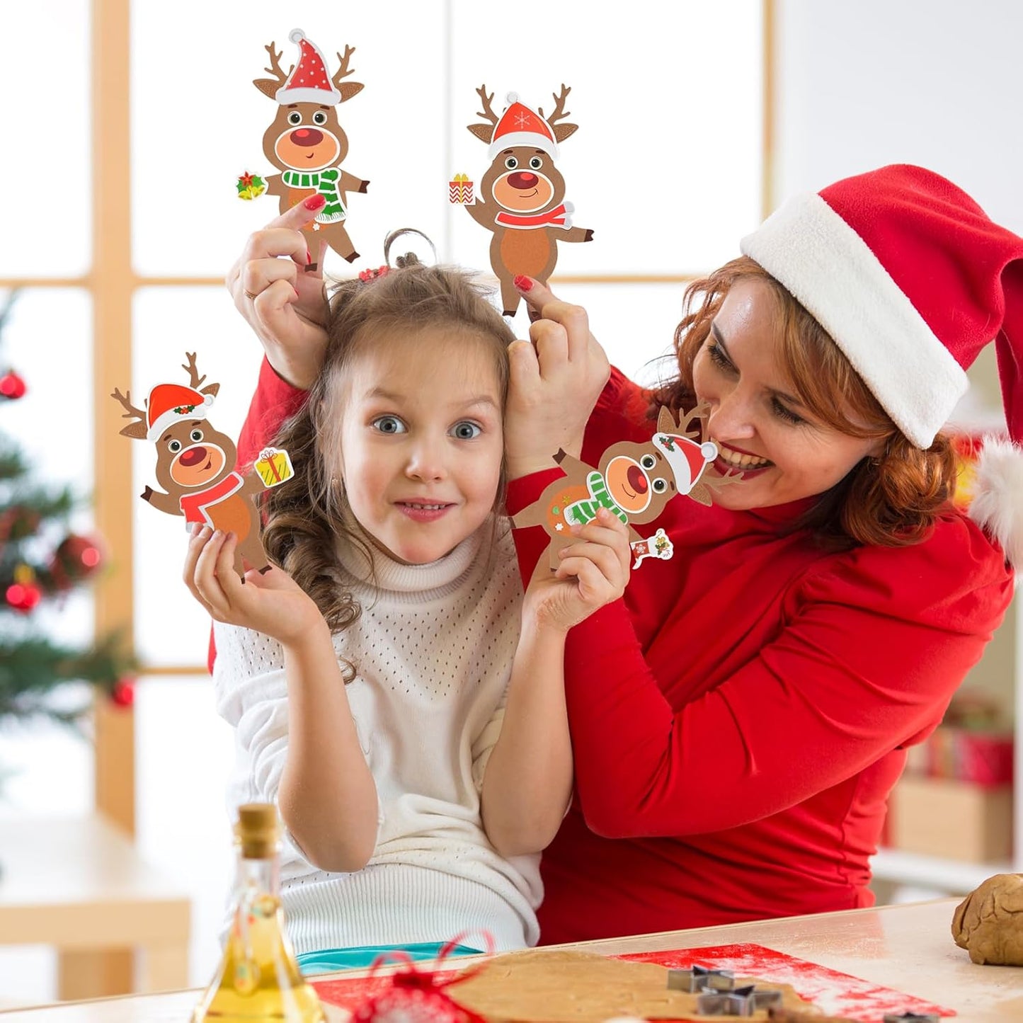 Fennoral 12 Pack Reindeer Crafts for Kids Make You Own Reindeer Foam Stickers Ornament DIY Christmas Arts and Crafts fo Kids Girls Boys Chirstmas Party Supplies Christmas Tree Decoration