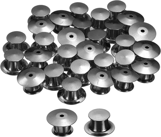 uxcell 40Pcs Metal Locking Pin Backs, Pin Keepers Locking Clasp Flat Head Clamp Needle Back Lock for DIY Brooch Crafts Badges Enamel Lapel, Metallic Black