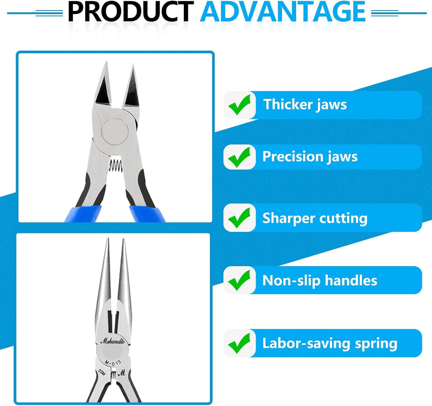 Needle Nose Pliers and Wire Cutters Set, 5" High Carbon Steel Pliers Set, Ultra-Sharp Crafts Diagonal Cutters, Long Nose Pliers for Jewelry Making, Electronics Repair, Object Grasping