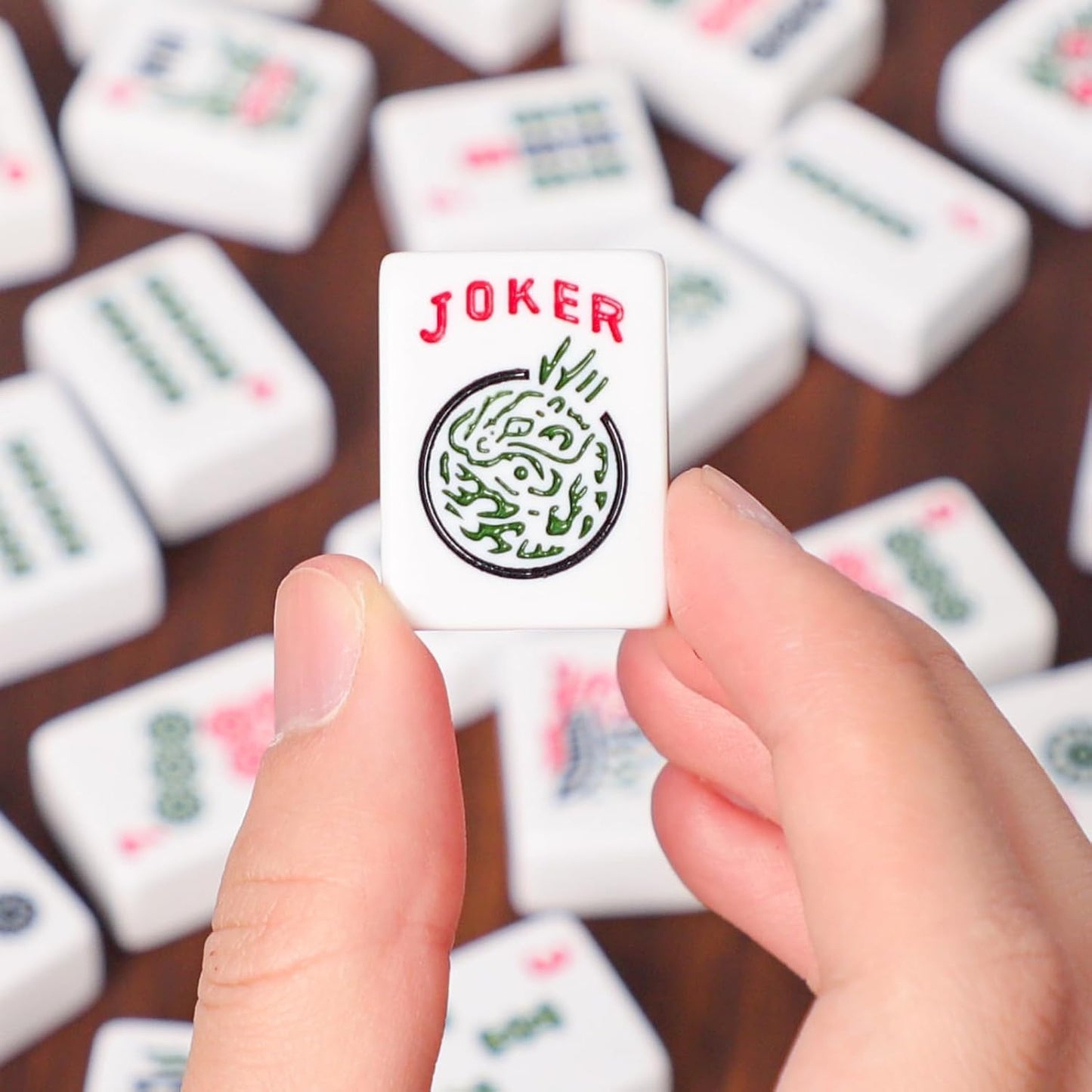 ZGME American Mahjong Set,166 White Tiles with Brown Rectangular Bag and Accessories,4 All-in-One Mahjong Racks with Pushers