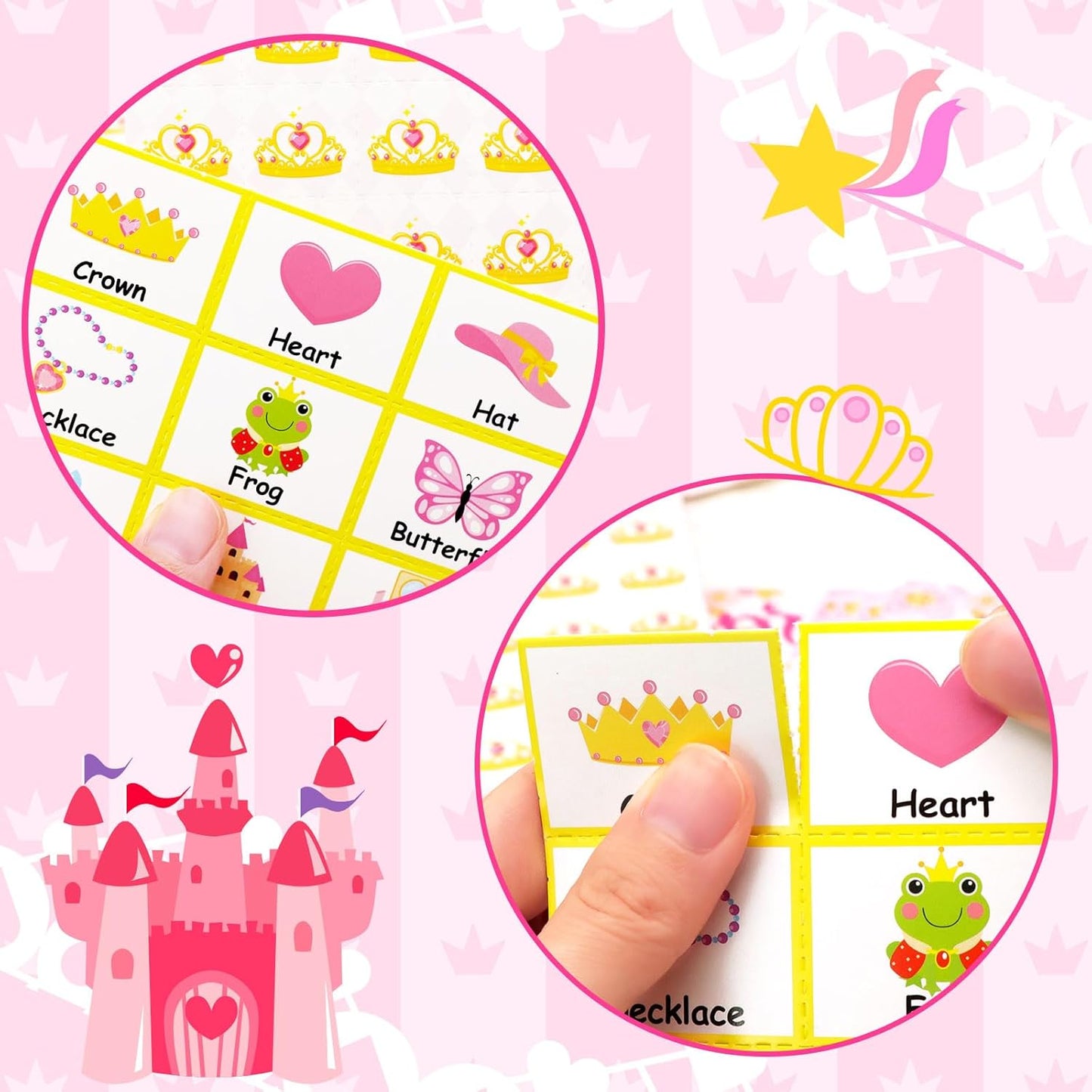 Pink Princess Bingo Game 24 Players Bingo Games Cards for Tea Party Decorations Princess Birthday Family Holiday Party Supplies School Activities Bridal Shower Wedding Party Favors
