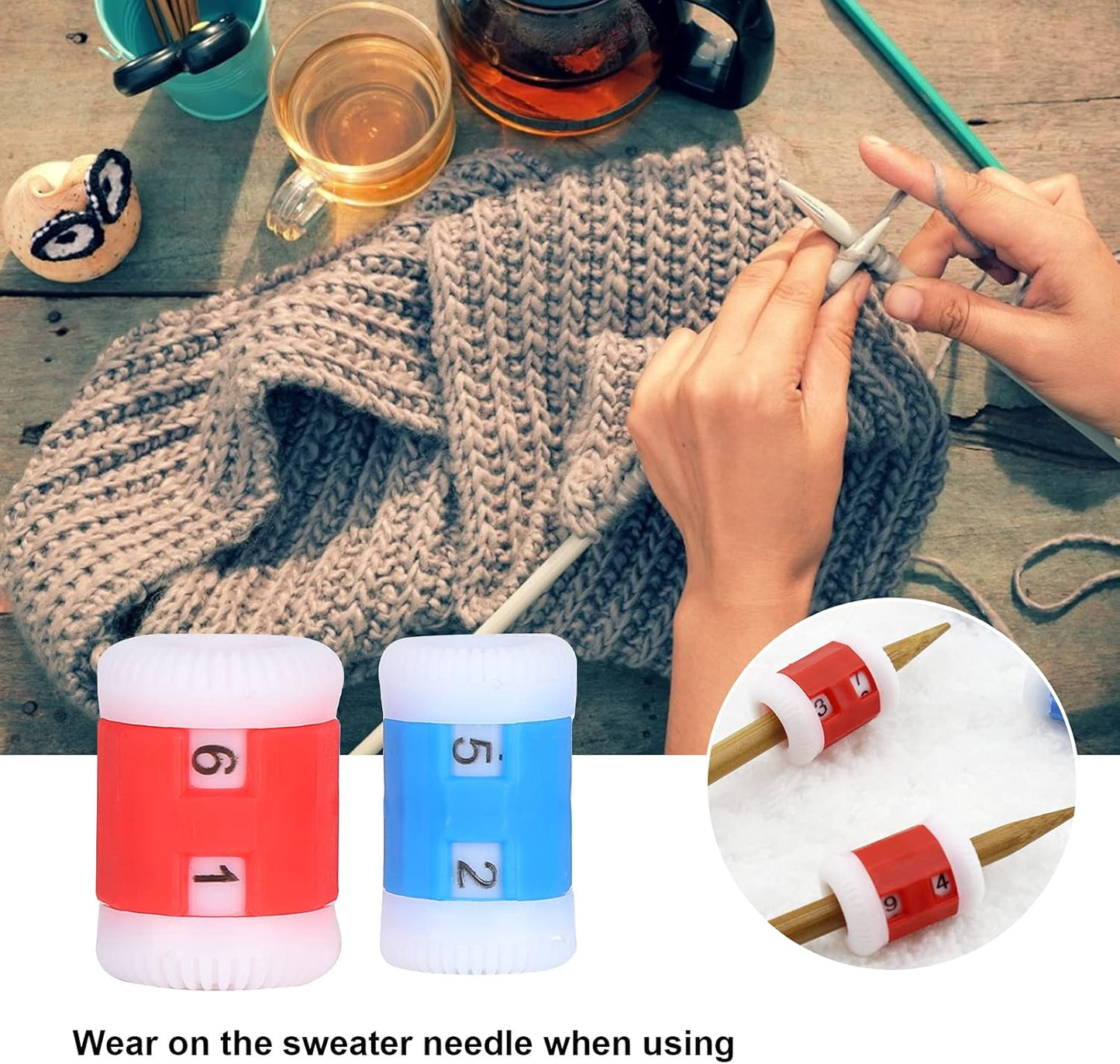 Plastic Knit Counter Knitting Crochet Stitch Marker Row Ring Sewing Tool Craft Accessories Two Color(One Set)