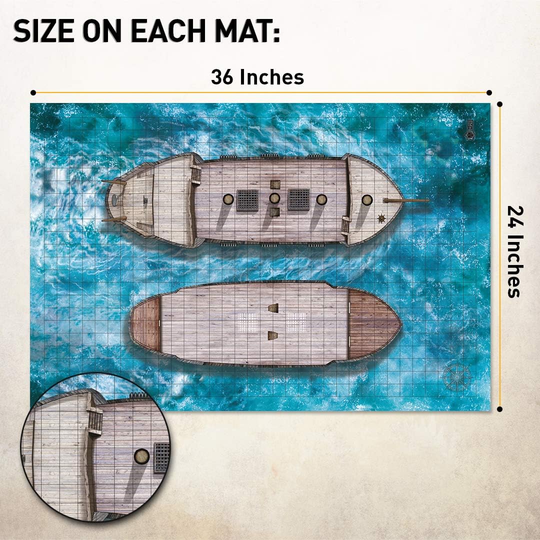 Melee Mats DND Map Starter Kit for Dungeons and Dragons Game - 24” x 36" 3 Pack Double Sided, Wet/Dry Erase Battle Terrain Grid - Ultimate Tabletop Board Gaming Experience with Accessories