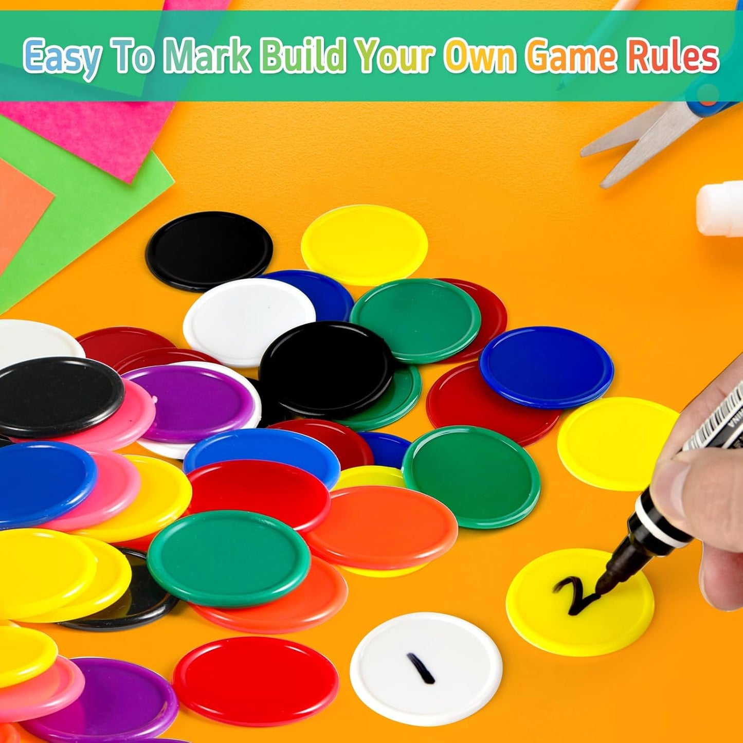 Coopay 1200 Pcs 1.5 Inch Learning Counters Disks Plastic Poker Chips, Bingo Chips 10 Colors Counting Discs Markers for Math Practice, Poker Card Game Tokens, Teaching Rewards, 38 mm