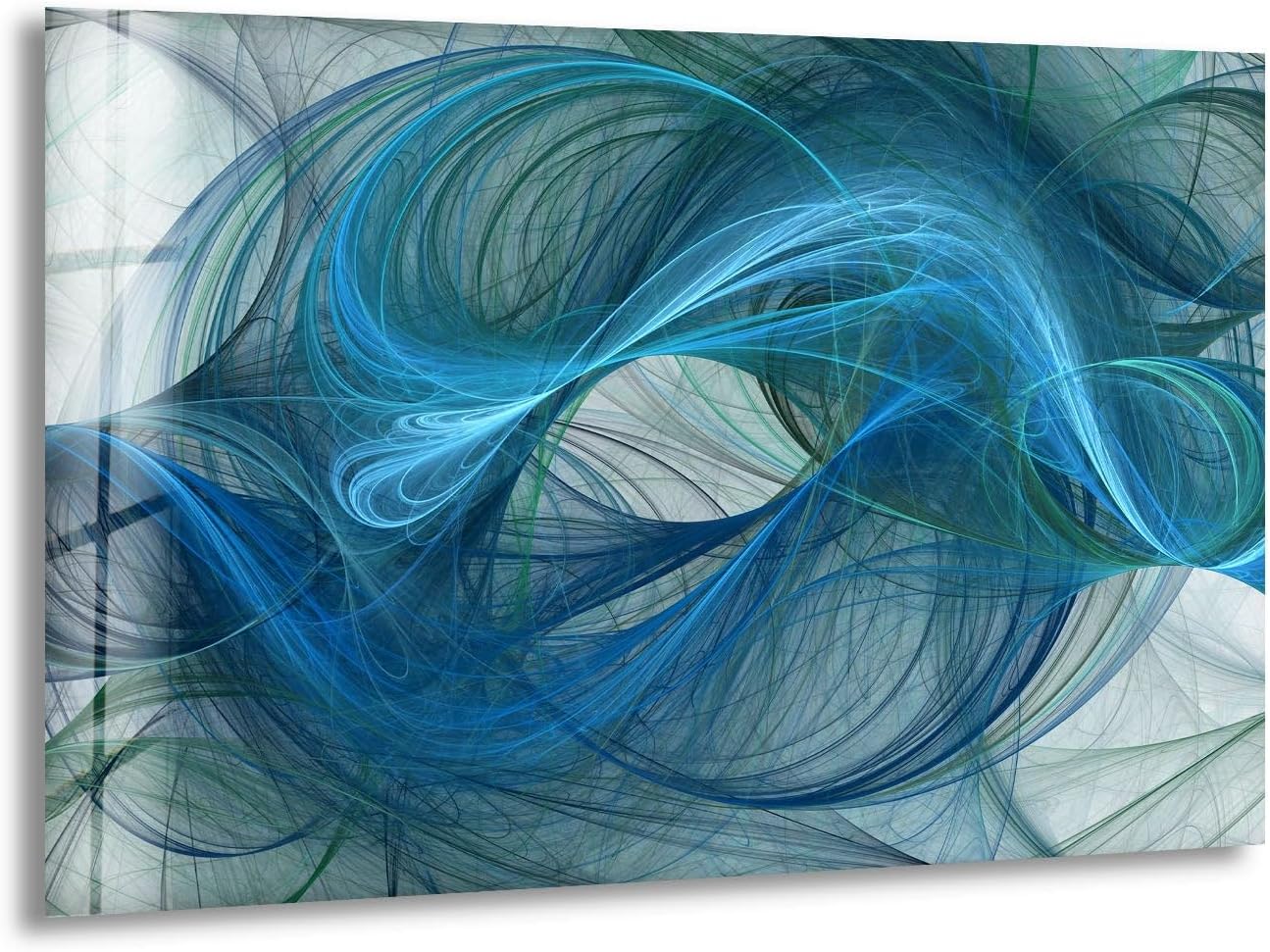 My Photostation.com 35.5Wx30H'' Blue Energy Abstract Wall Art – Fluid Motion Glass PrintTempered Glass Printing Wall Decor Large Wall Art Wall Hangings