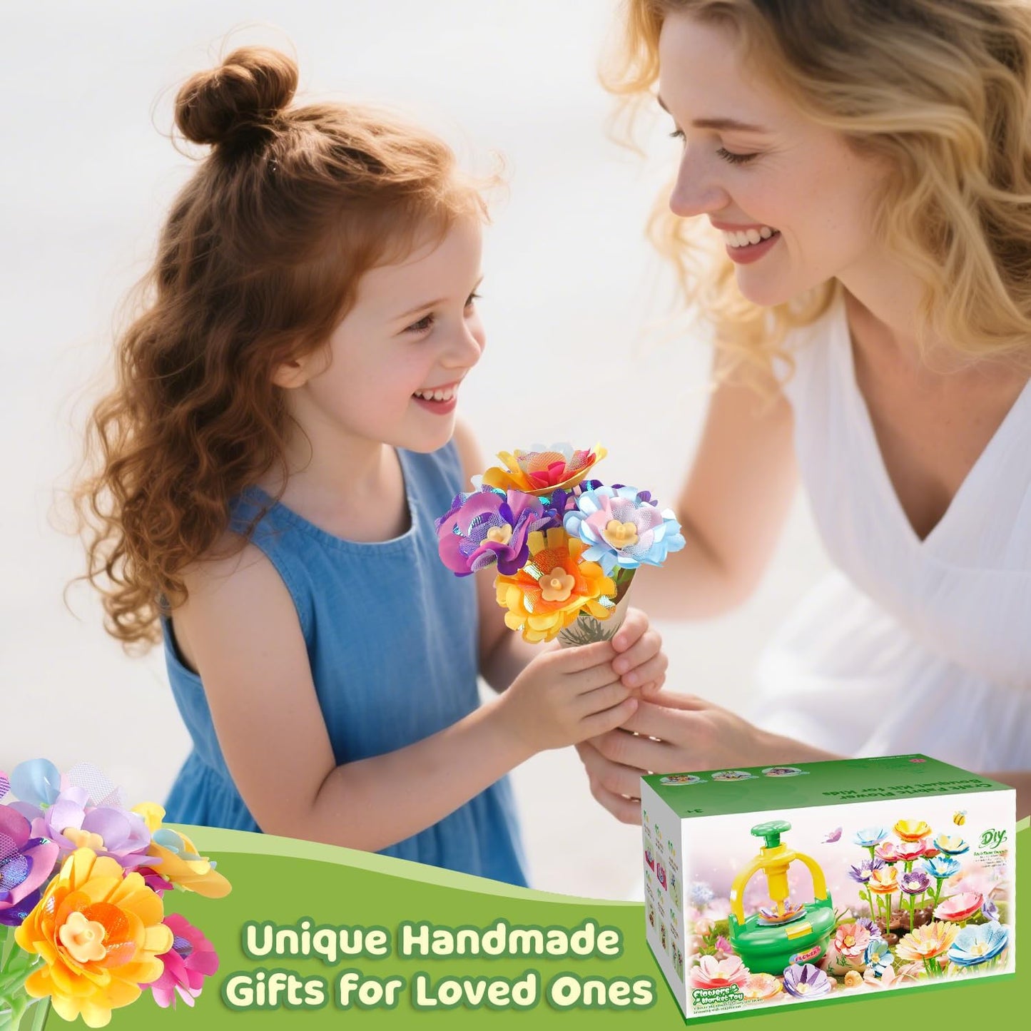 TingingYuli Arts and Crafts Kit for Kids Ages 4-8,Flower Bouquet Toys,DIY Flower Market Toys,Build Your Bouquet,Educational Christmas Birthday Gifts for 3 4 5 6 7 8 9 Year Old Girls-Rose