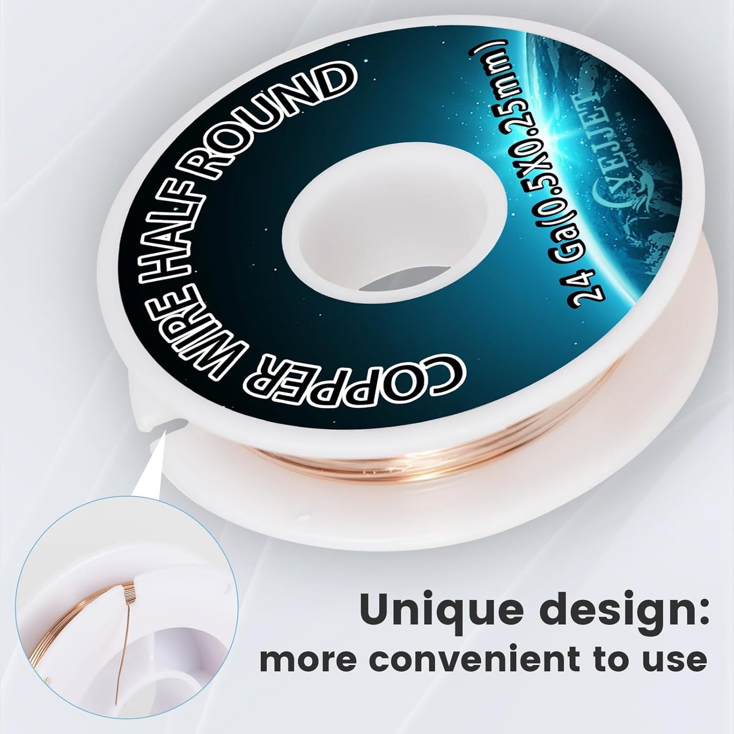 Ultra-Fine 24 Gauge Copper Wire Half Round 0.5x0.25mm - 1.3 oz (112 Feet) Precision Wire for Clockmaking & Electronics