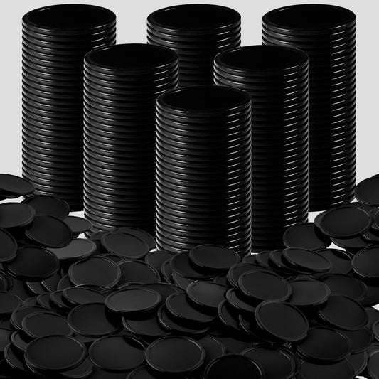 Coopay 600 Pieces Plastic Poker Chips Learning Counters Disks Bingo Chip Counting Discs Markers for Math Practice and Poker Card Game Tokens, Teaching Rewards, 38 mm/ 1.5 Inches (Black)