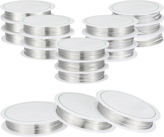 Mixweer 15 Pcs 5 Size Copper Wire 18 20 22 26 32 Gauge Tarnish Resistant Jewelry Wire for Jewelry Making 121 Yard Metal Beading Crafting (Silver)