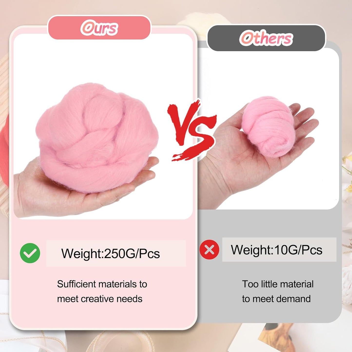 PATIKIL Wool Roving Yarn, 250G/8.8OZ Felting Wool Pure Roving Yarn, Khaki