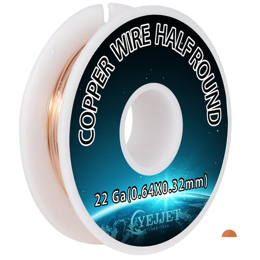 22 Gauge Copper Wire Half Round 0.64x0.32mm - 1.3 oz (85 Feet) Fine Craft Wire for Filigree & Miniature Arts