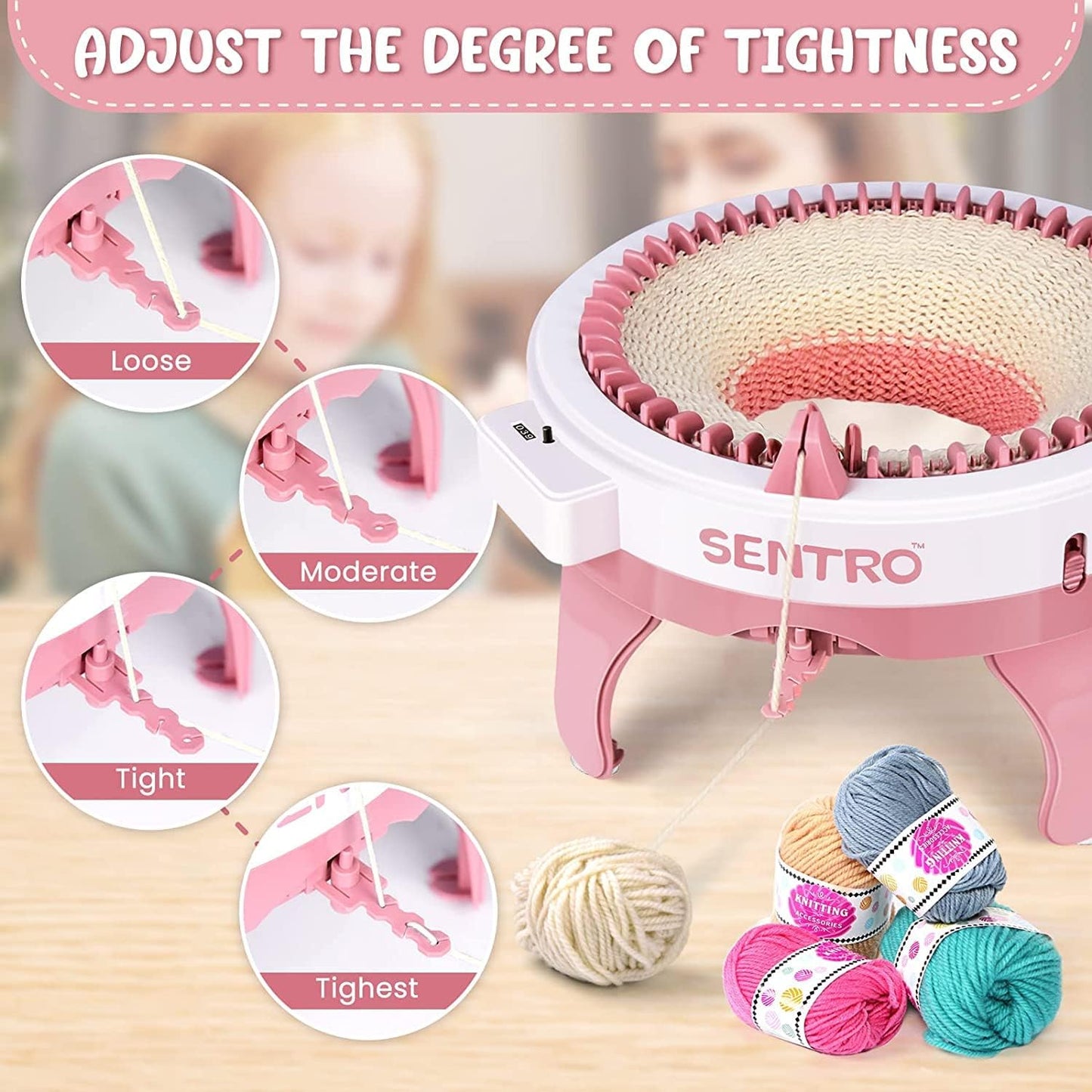 SENTRO 48 Needles Knitting Machines with Row Counter,Smart Knitting Crochet Machine,Weaving Round Loom,Double Knit Loom Machine Kit,DIY Knit Scarf Hat Sock