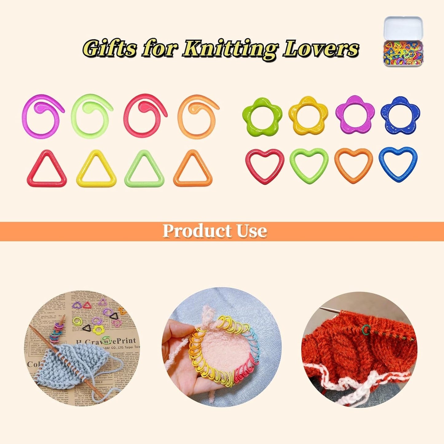 Metal Stitch Markers,Colorful Crochet Stitch Markers,Knitting Stitch Markers with Storage Case,Crochet Gift for Knitting Weaving Lovers (4 Styles)