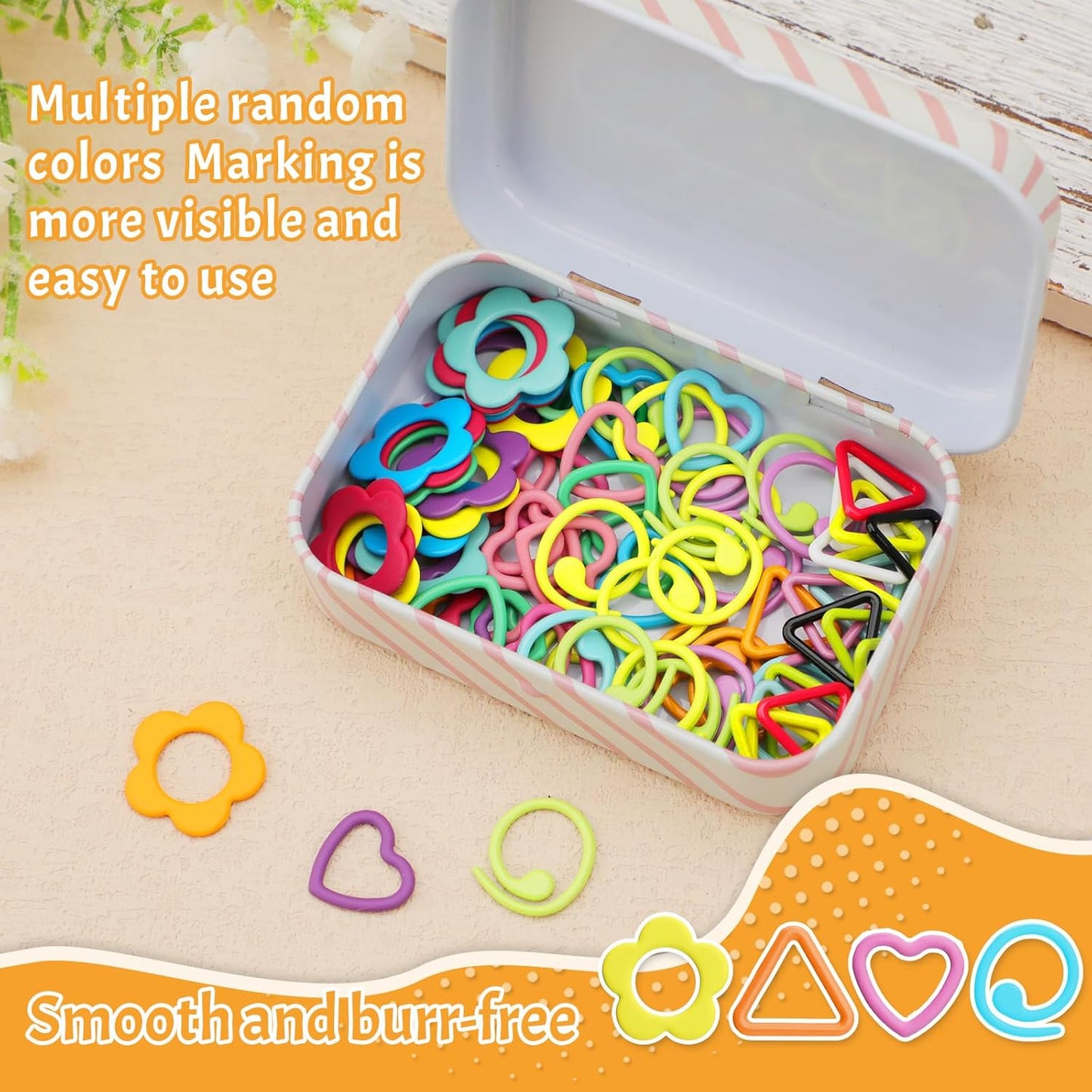 Jmuiiu 80PCS Metal Stitch Markers, 4 Styles Colorful Crochet Stitch Markers for Knitting Crocheting Clothing Tag Diy Craft Project with Storage Box