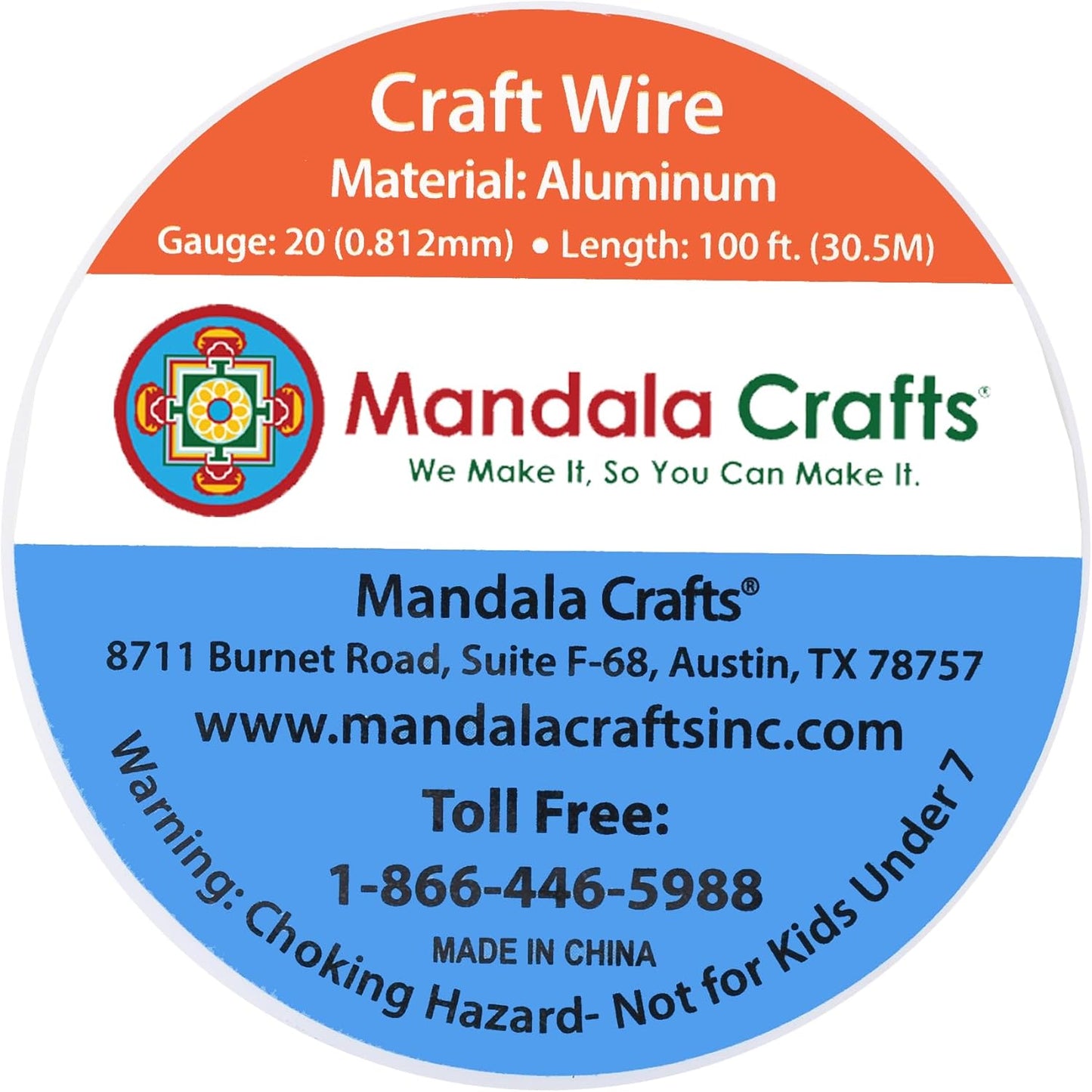 Mandala Crafts 20 Gauge Anodized Aluminum Craft Wire for Jewelry Making - 100 FT Colored Flexible Light Gold Tone Wire - Bendable for Bonsai Armature Crafting Sculpting