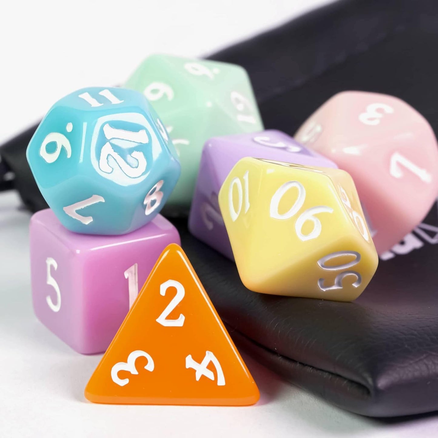 DND Dice Set -D&D Polyhedral Dice (7 Pcs) with Gift Leather Dice Bag for Dungeons and Dragons Role Playing Dice Games RPGs(7Pcs-Macaron)