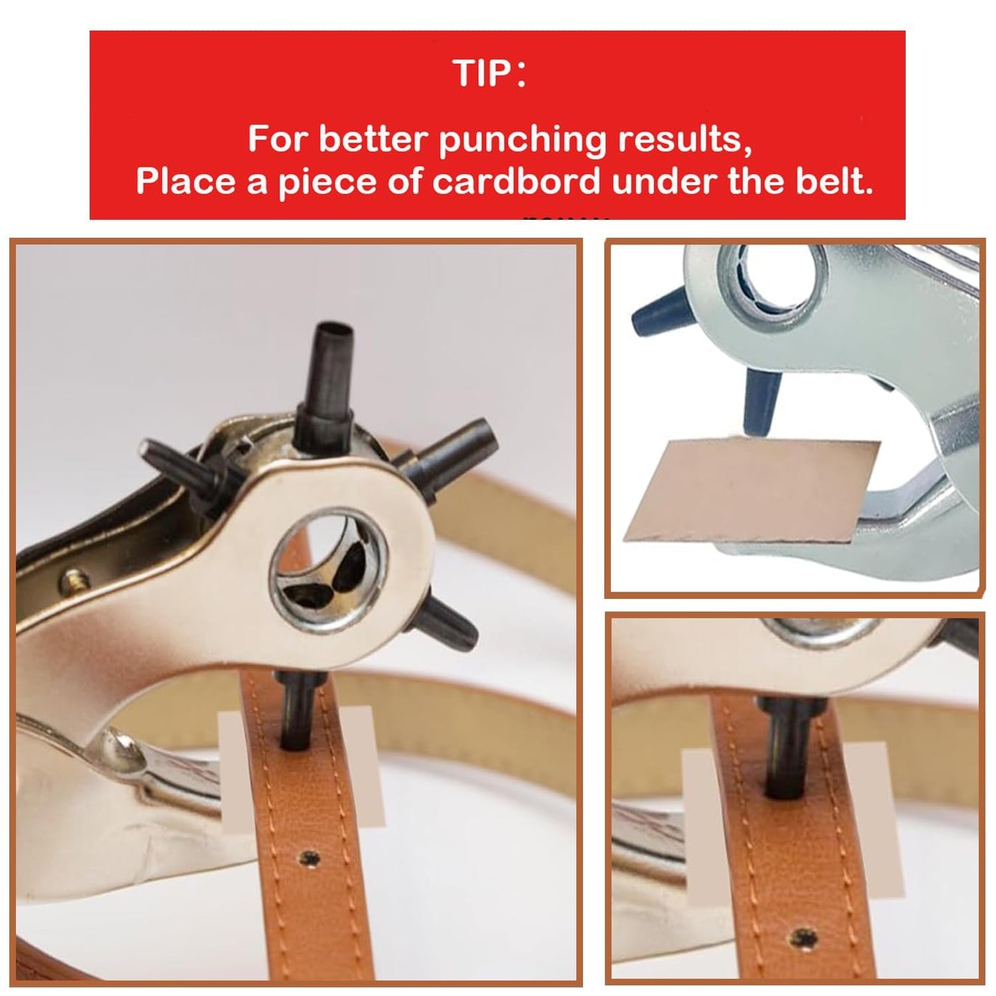 Adorox Heavy Duty Belt Hole Puncher for Leather – 6 Size Revolving Leather Hole Punch Tool with Ruler & Deburring File, Perfect for Belts, Straps, DIY Leathercraft, and Repair