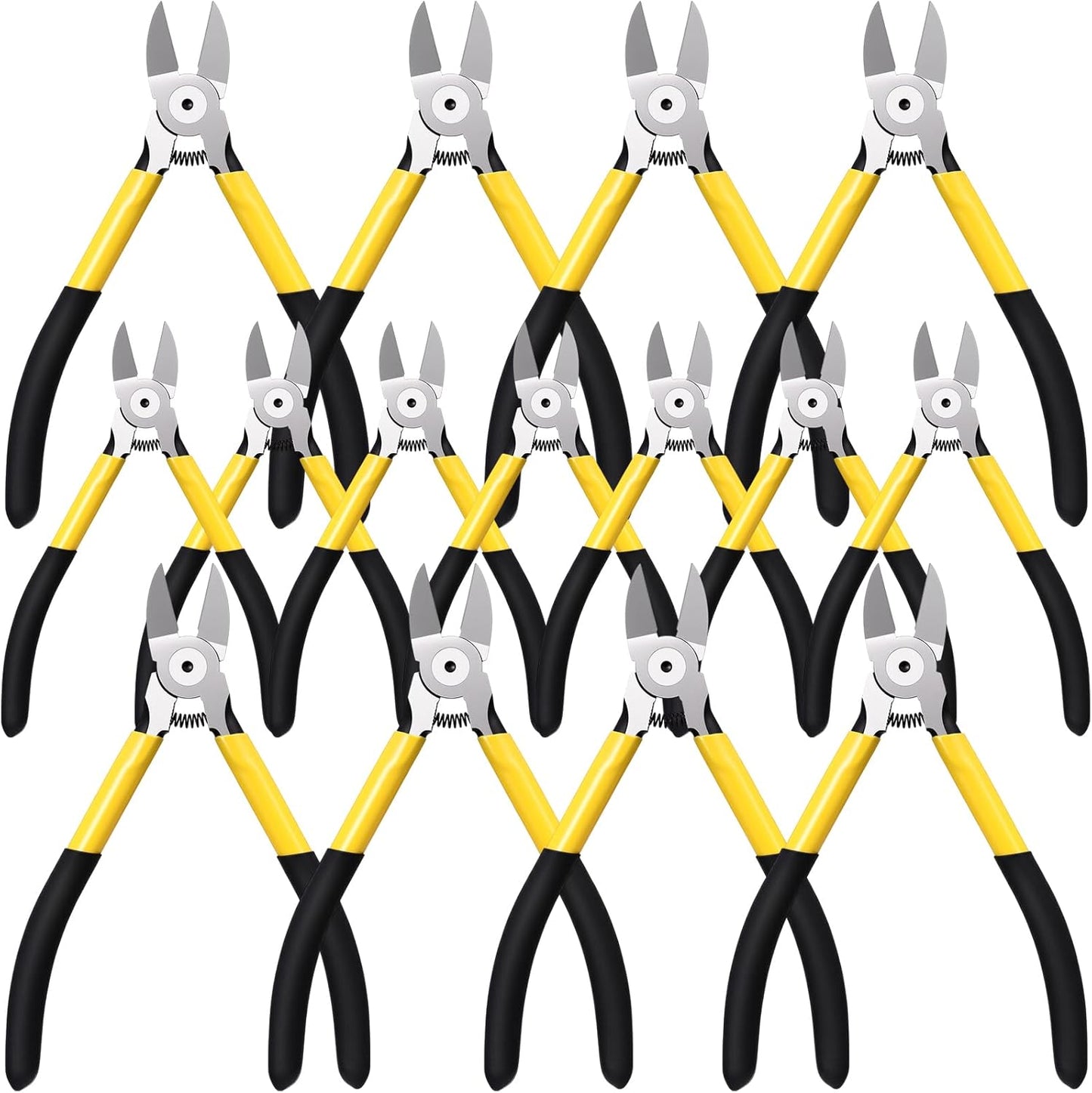 Lasnten Wire Cutters Precision Cutting Pliers Side Diagonal Cutters Small Wire Clippers with Nonslip Handle DIY Jewelry Making Crafting Model Kits(8 Pcs 6 Inch,7 Pcs 5 Inch,Yellow Black)
